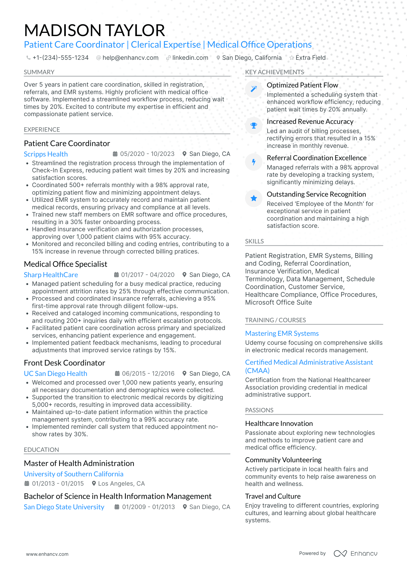 Patient Service Representative Coordinator Resume Example