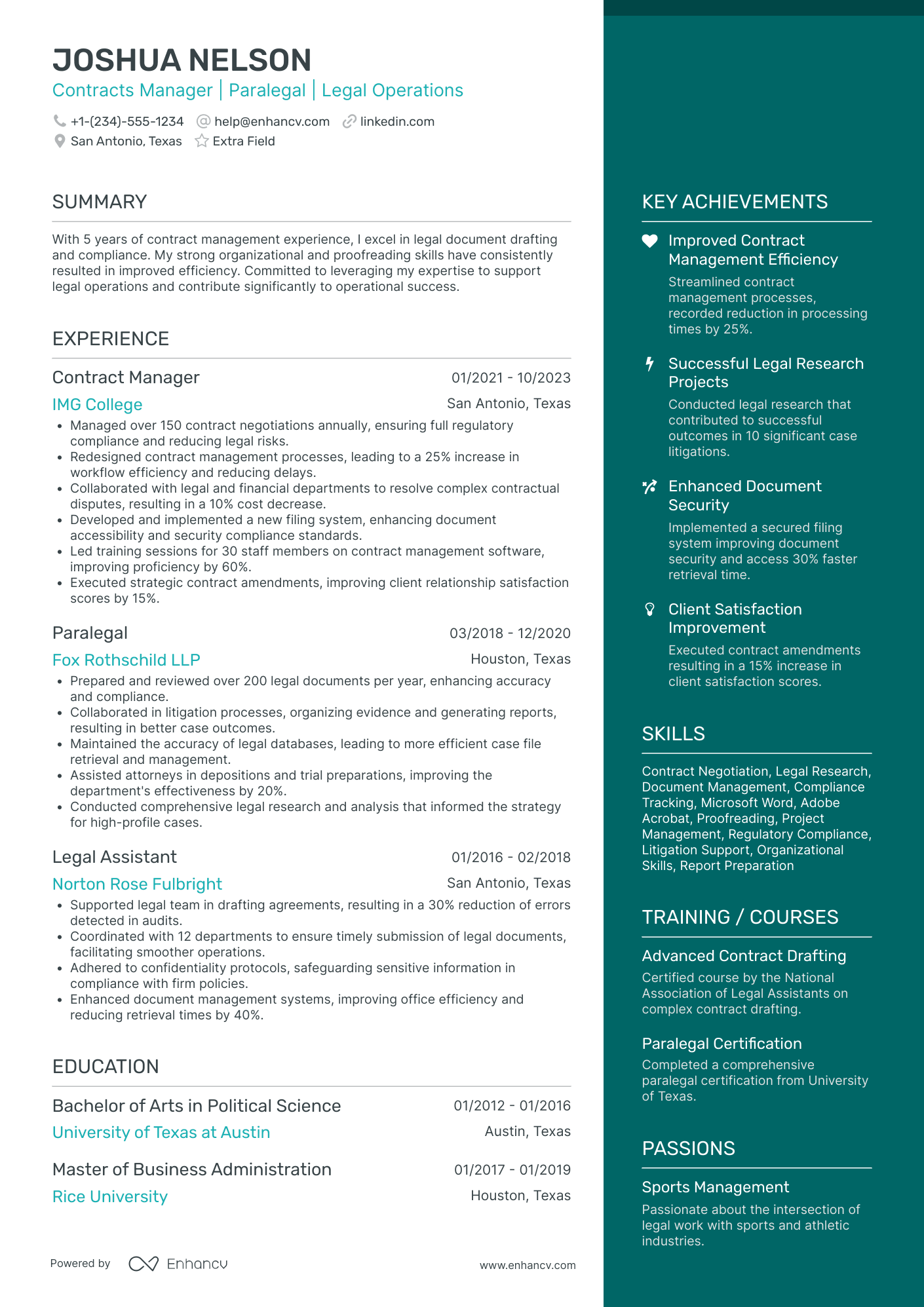 Paralegal Manager Resume Example