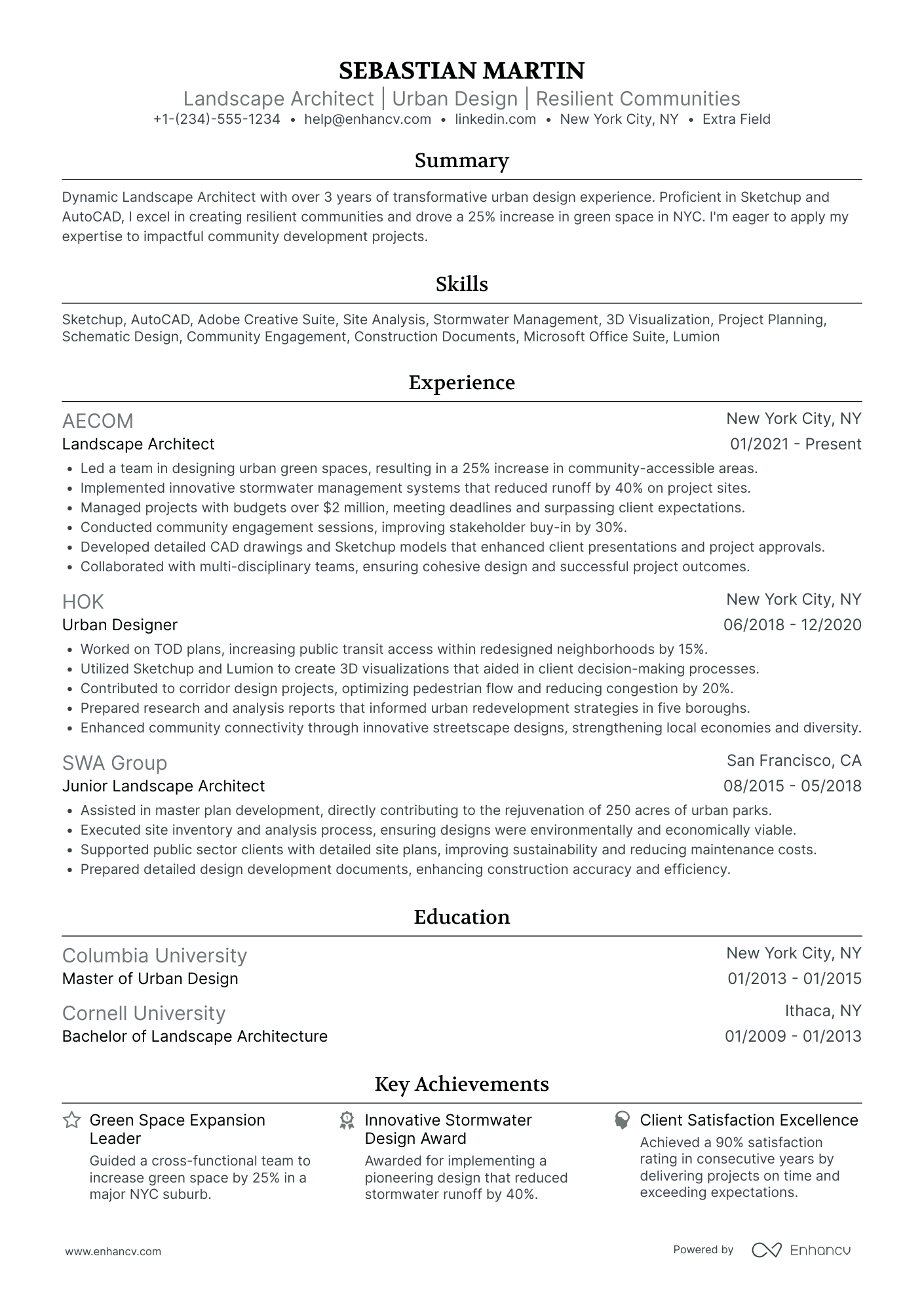 Urban Planner Architect Resume Example