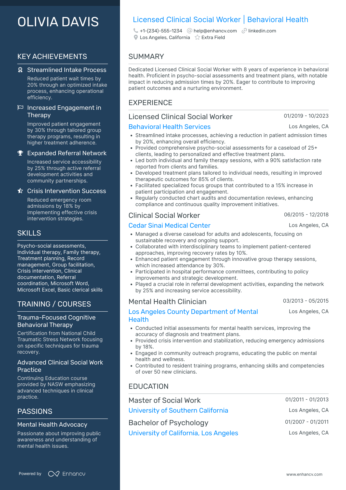 Military Social Worker Resume Example