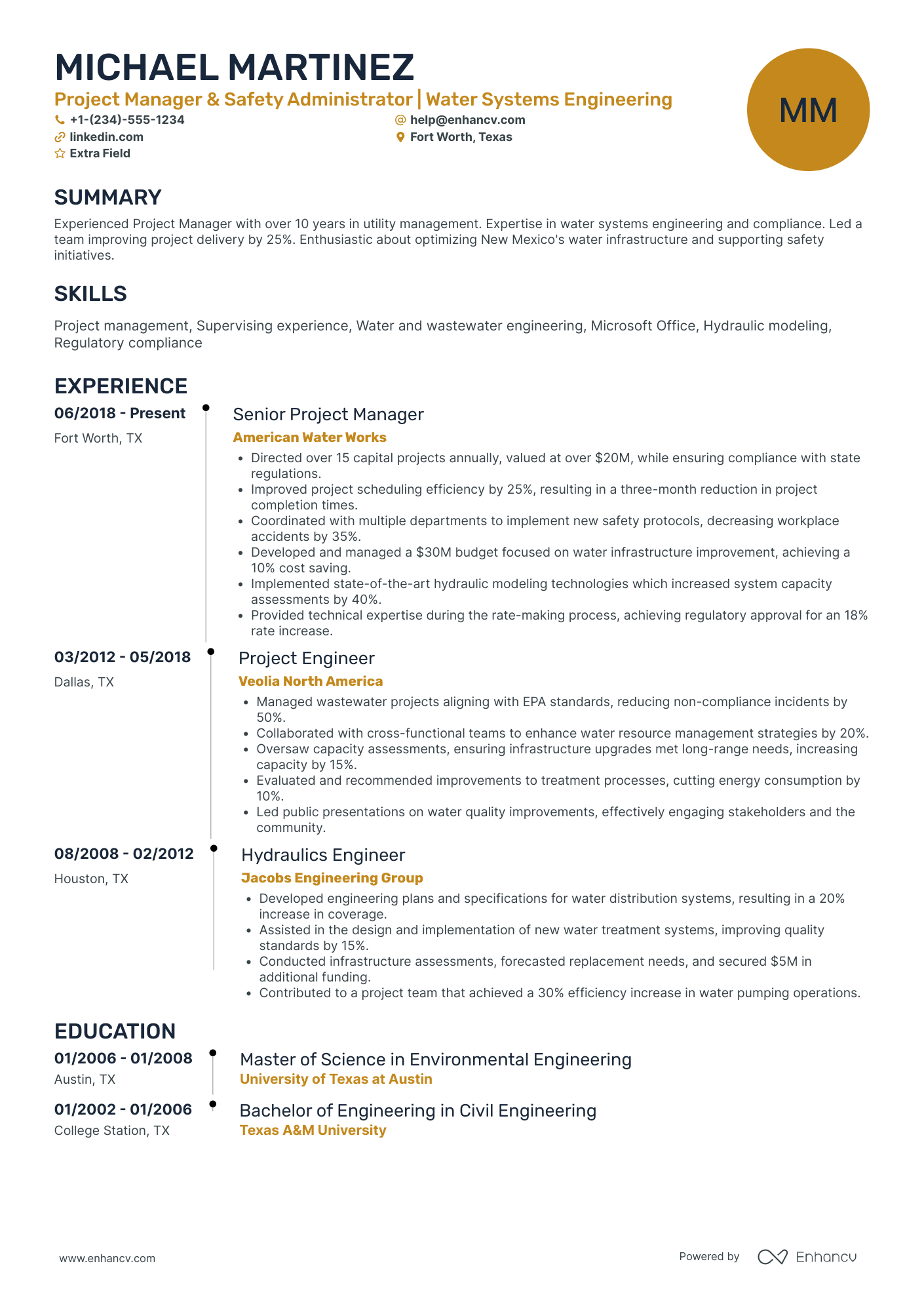 Project Manager Administrator Resume Example