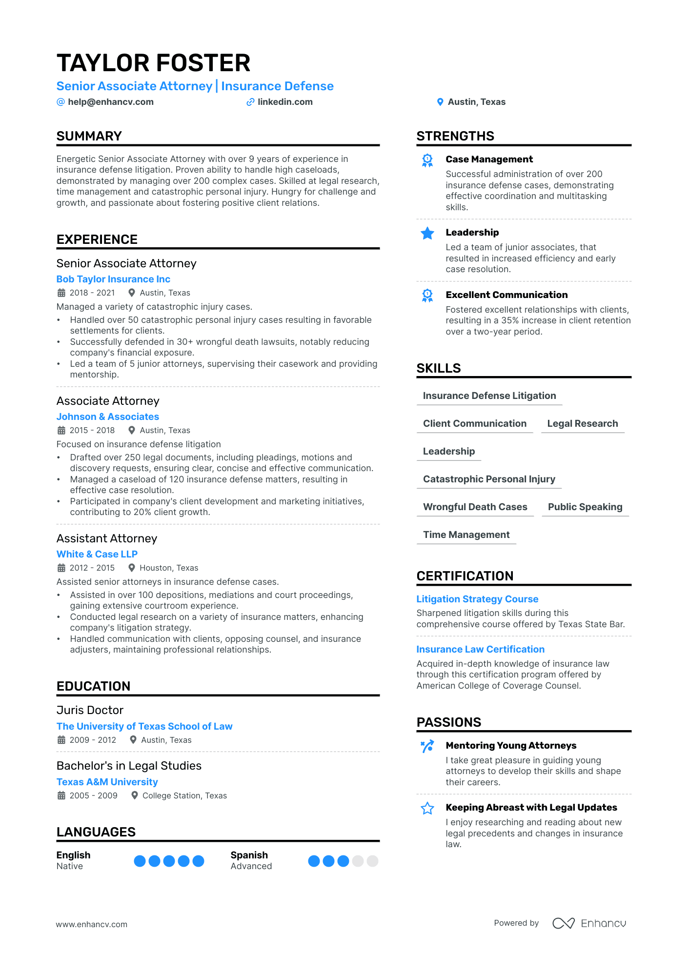 Associate Attorney Resume Example