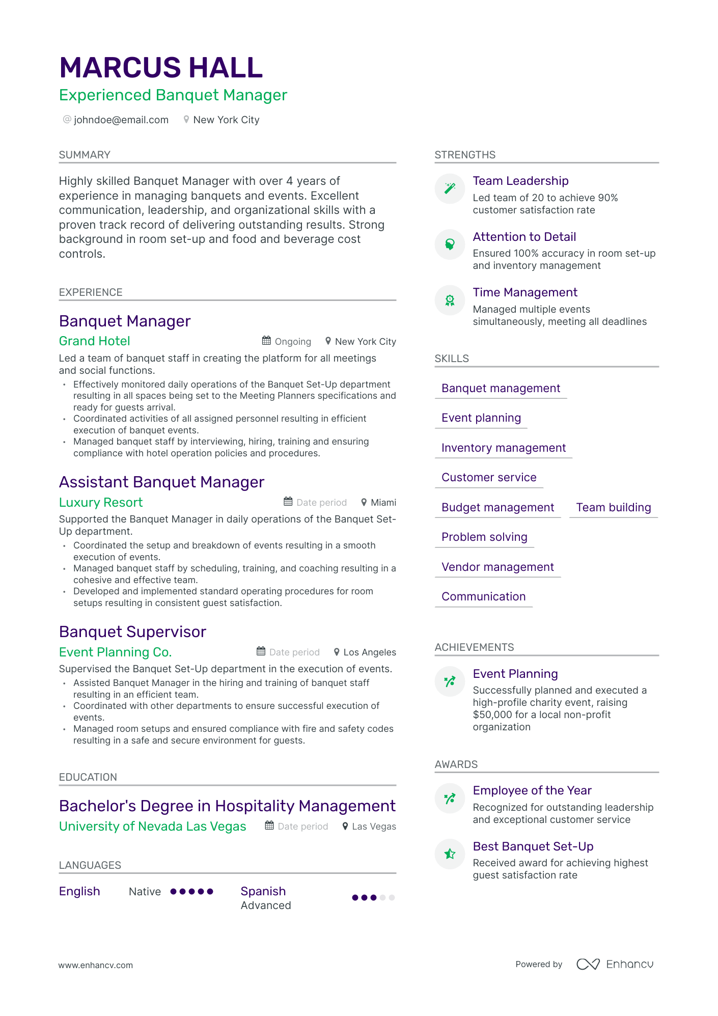 event planner business owner resume