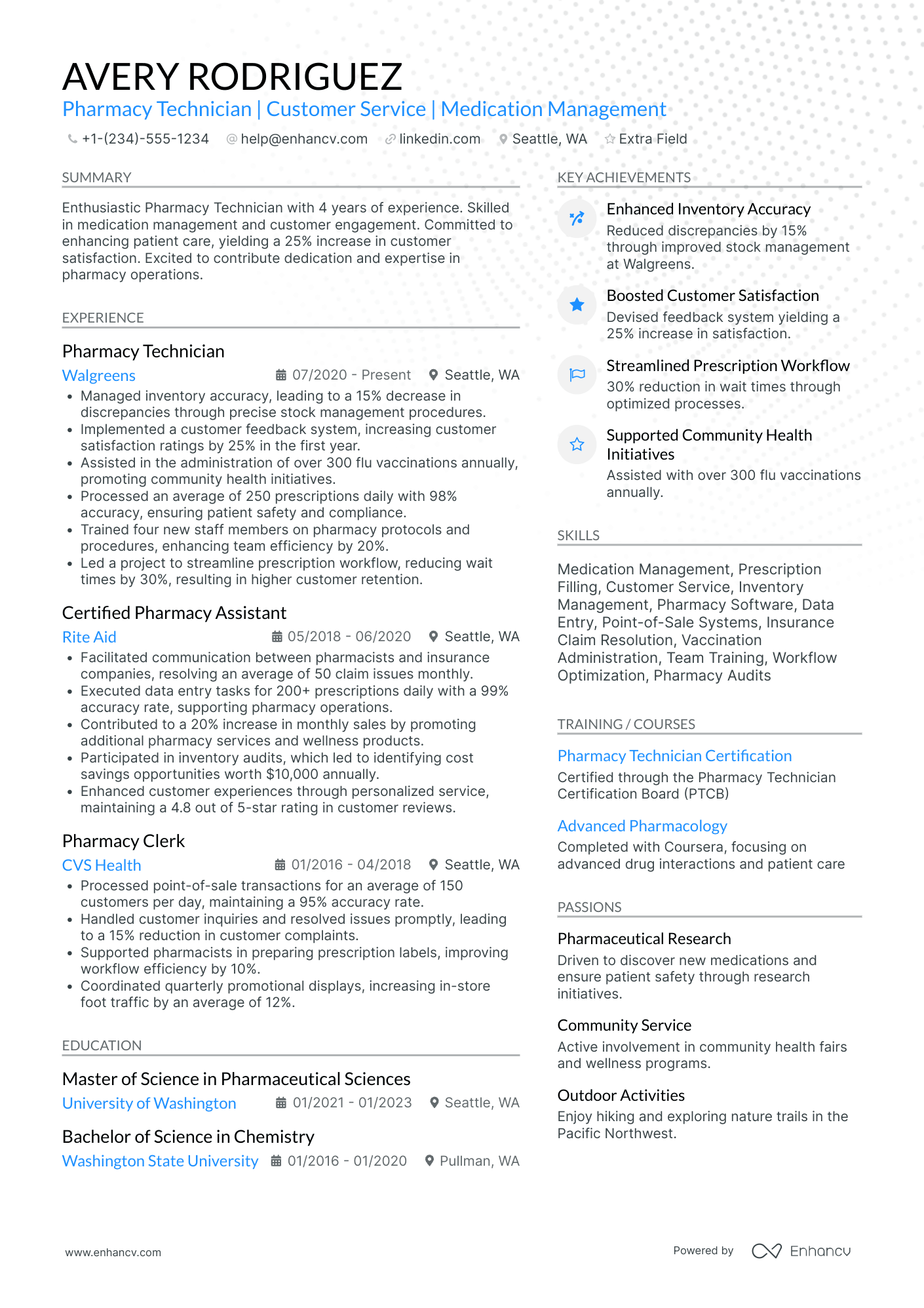 Pharmacy Technician Trainee Resume Example