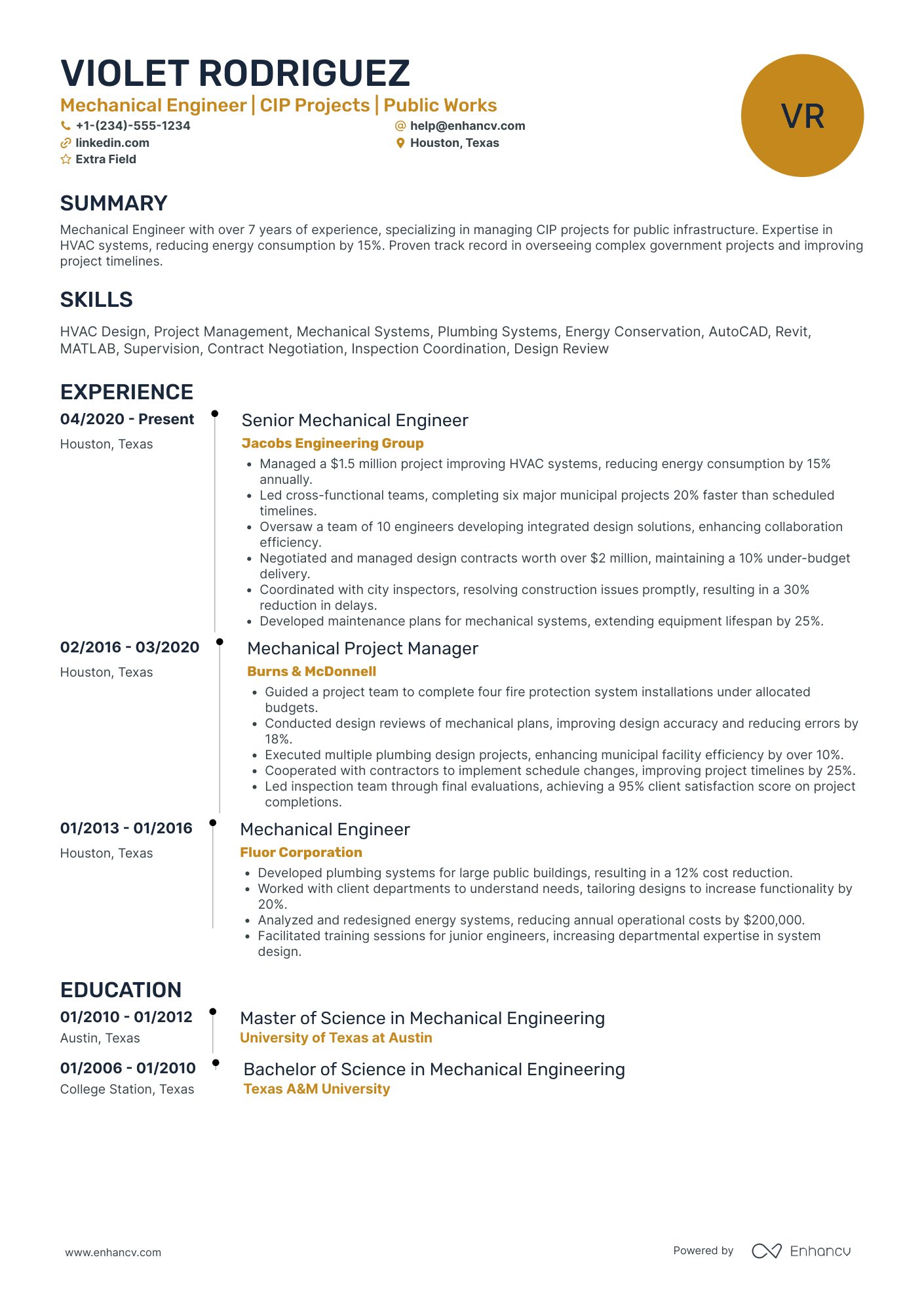 Mechanical Systems Engineer Resume Example