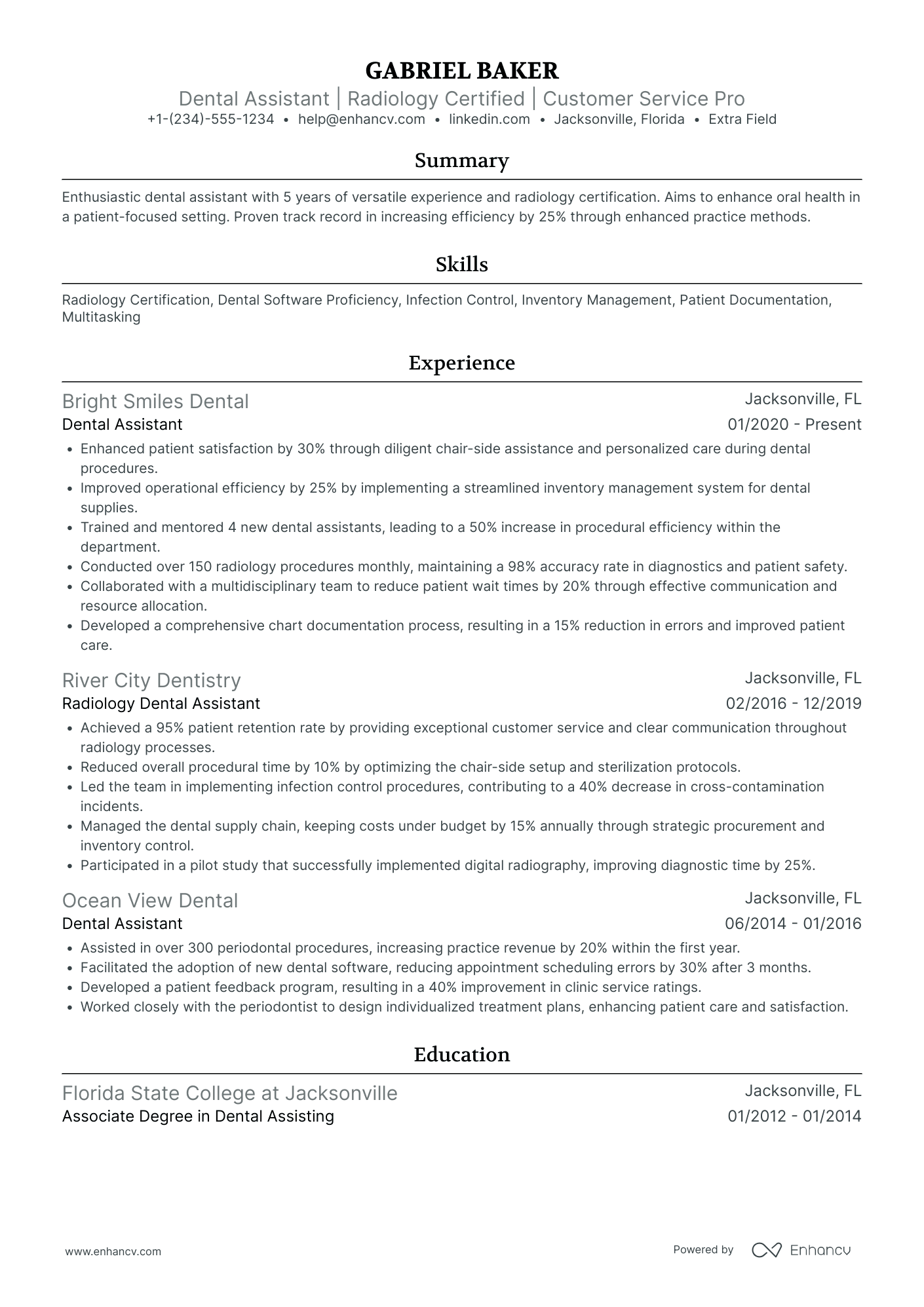 Periodontal Dental Assistant Resume Example