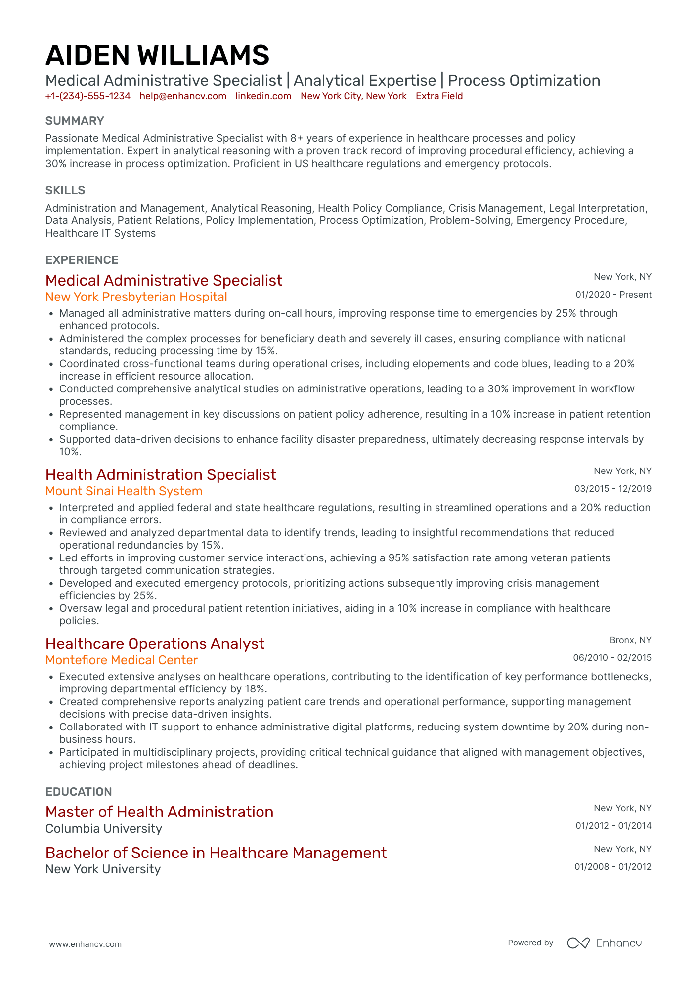 Medical Receptionist Trainee Resume Example