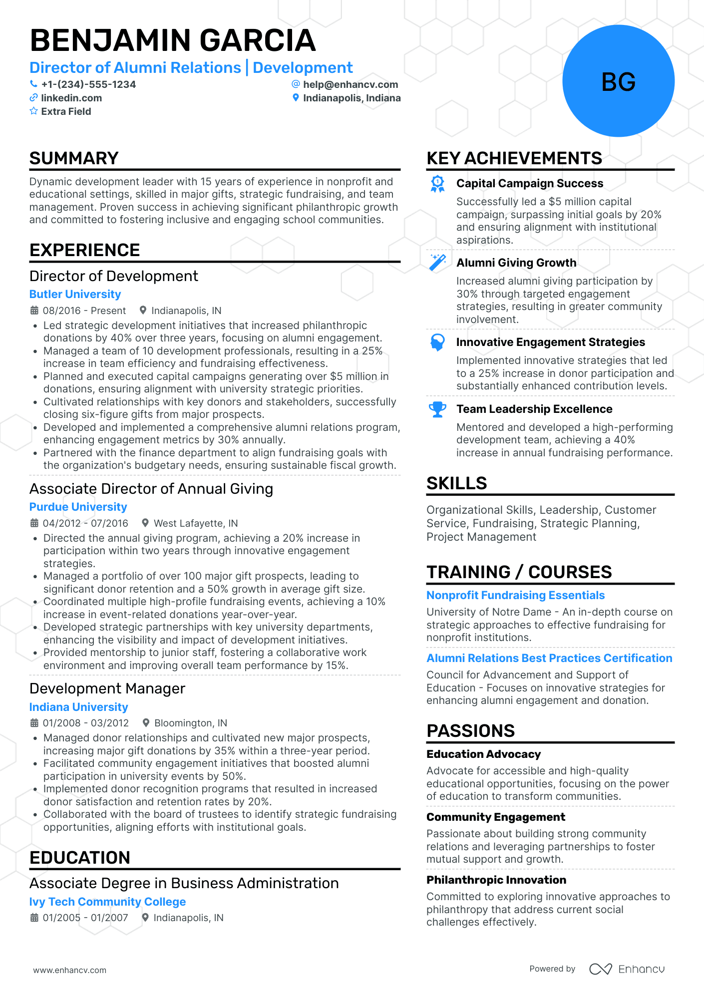 Grad School Alumni Relations Manager Resume Example