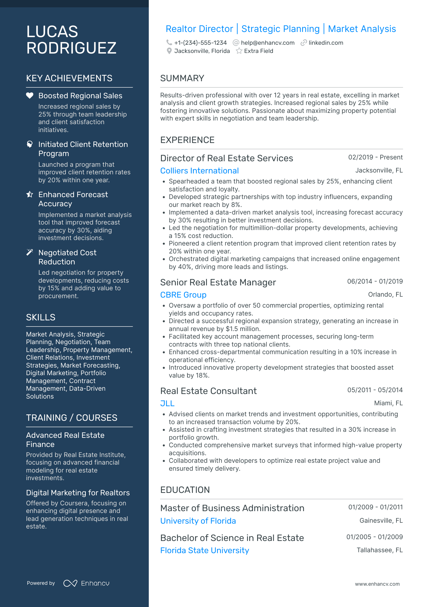 Realtor Director Resume Example