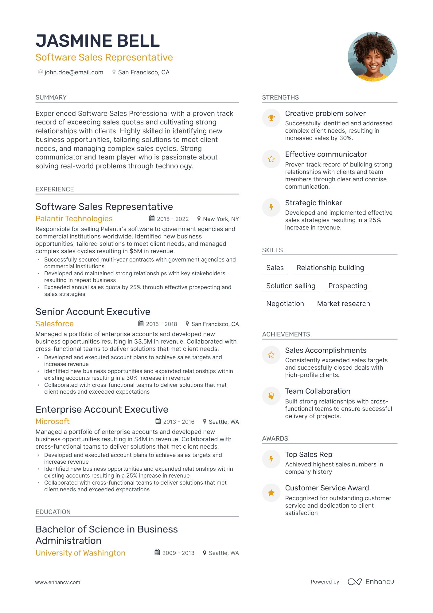 Software Sales Resume Example