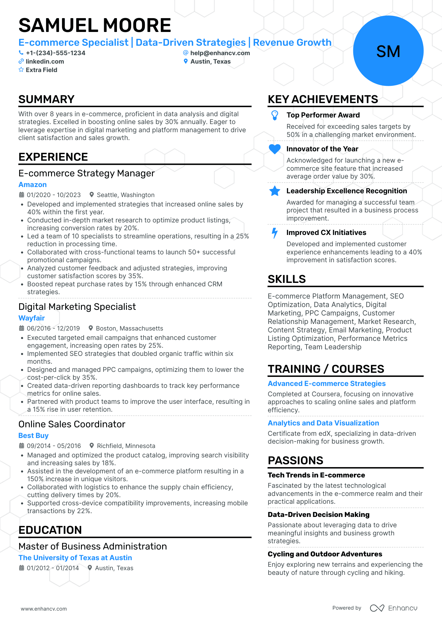 Walmart E commerce Specialist Resume Example