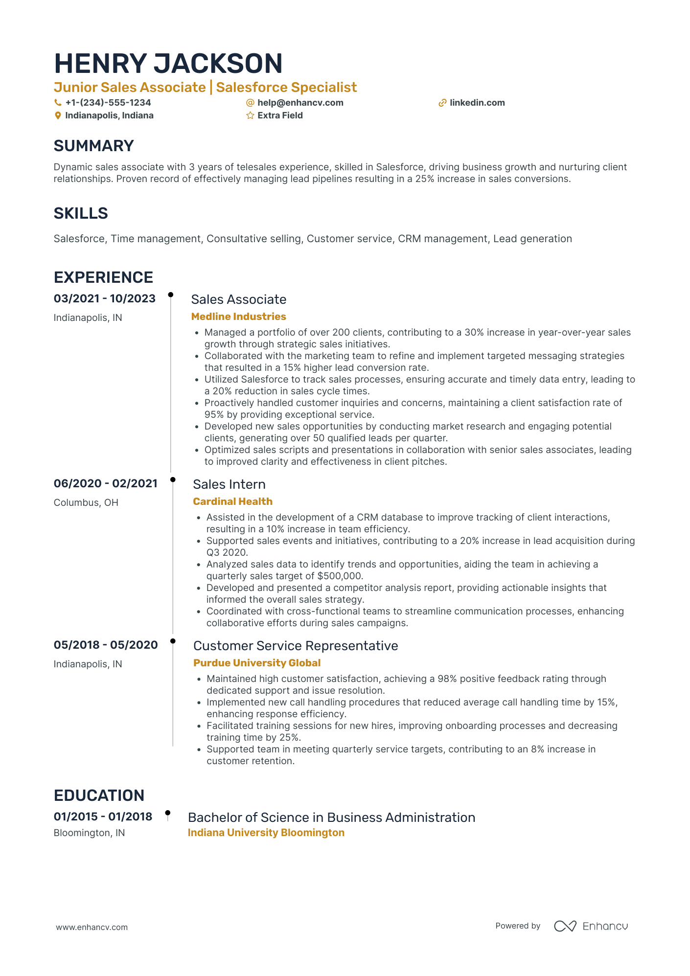 Junior Sales Associate Resume Example