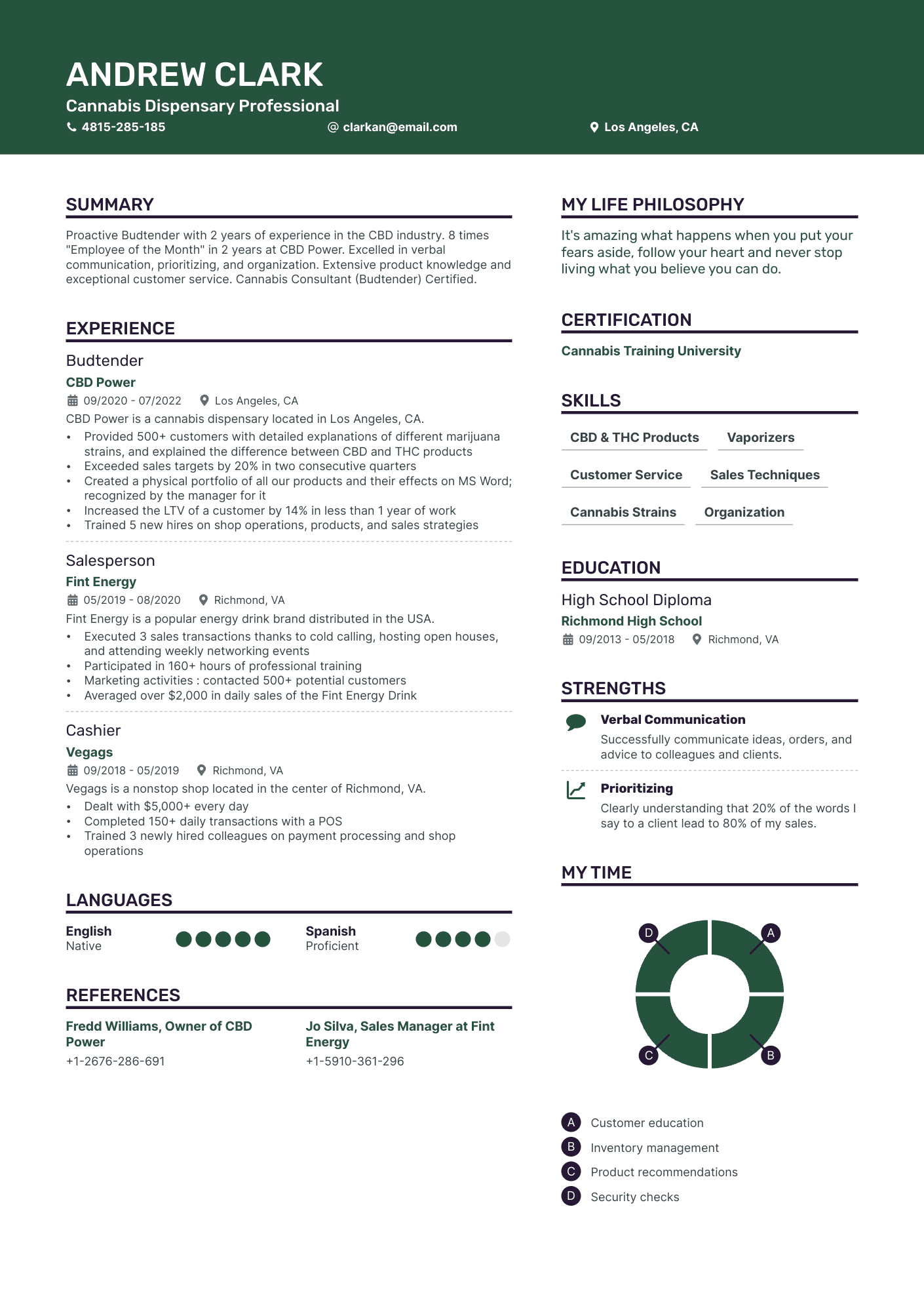 Budtender Resume Example