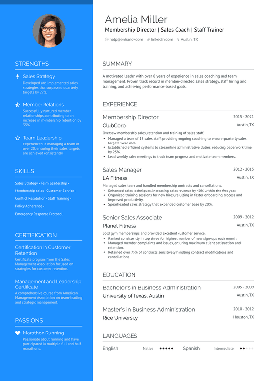 Gym Assistant Manager Resume Example