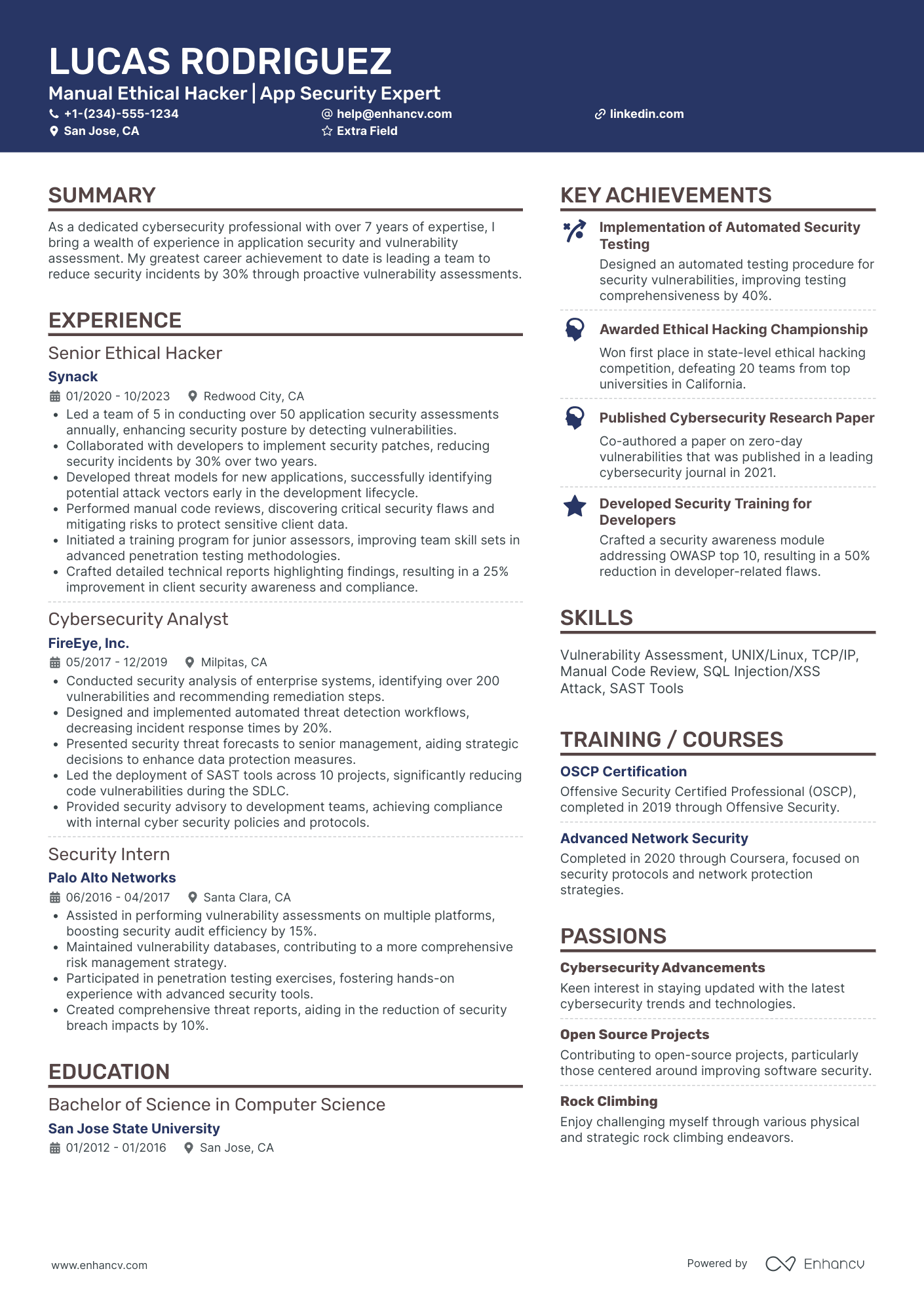 Junior Ethical Hacker Resume Example