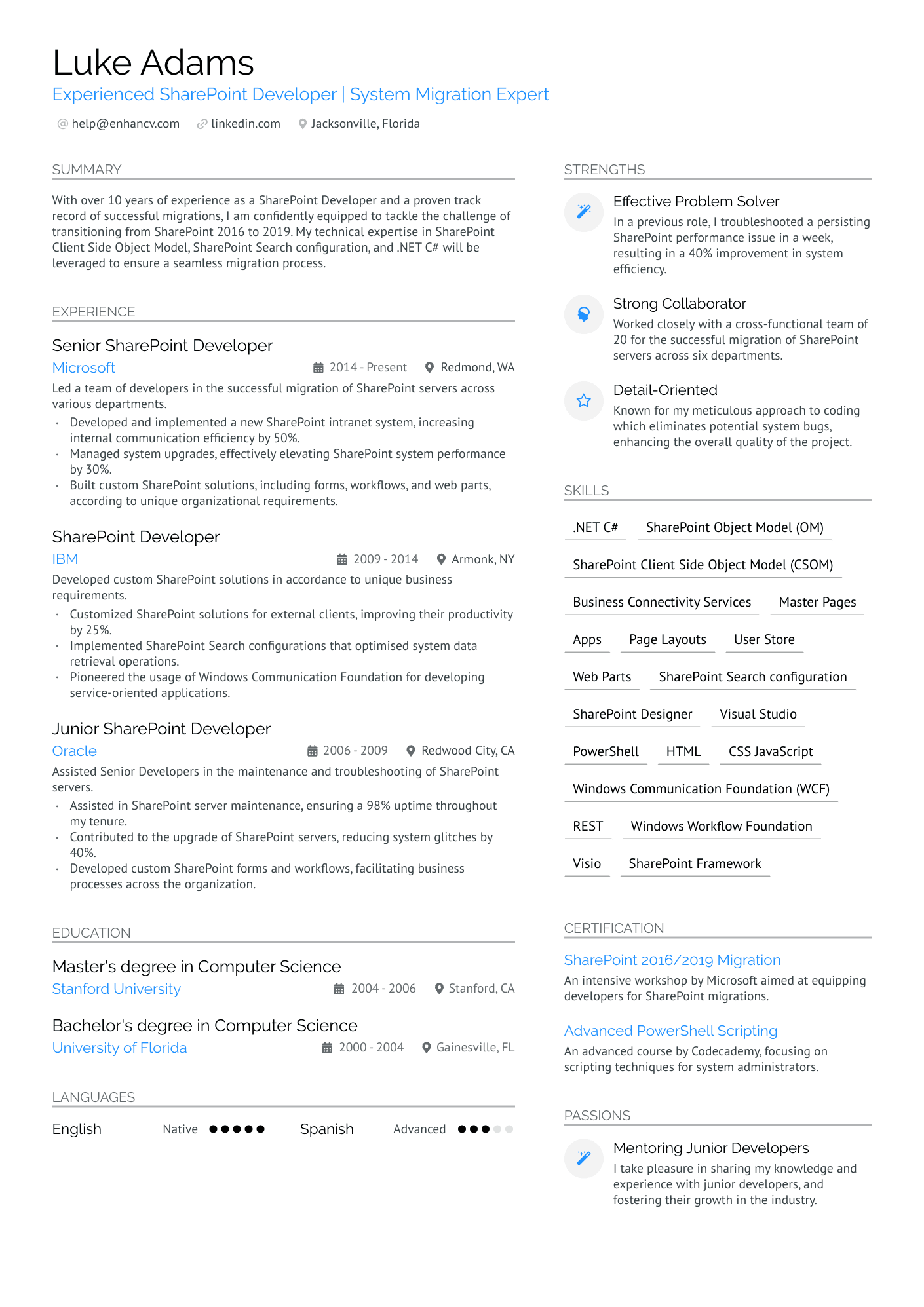 .Net Developer with Sharepoint Experience Resume Example