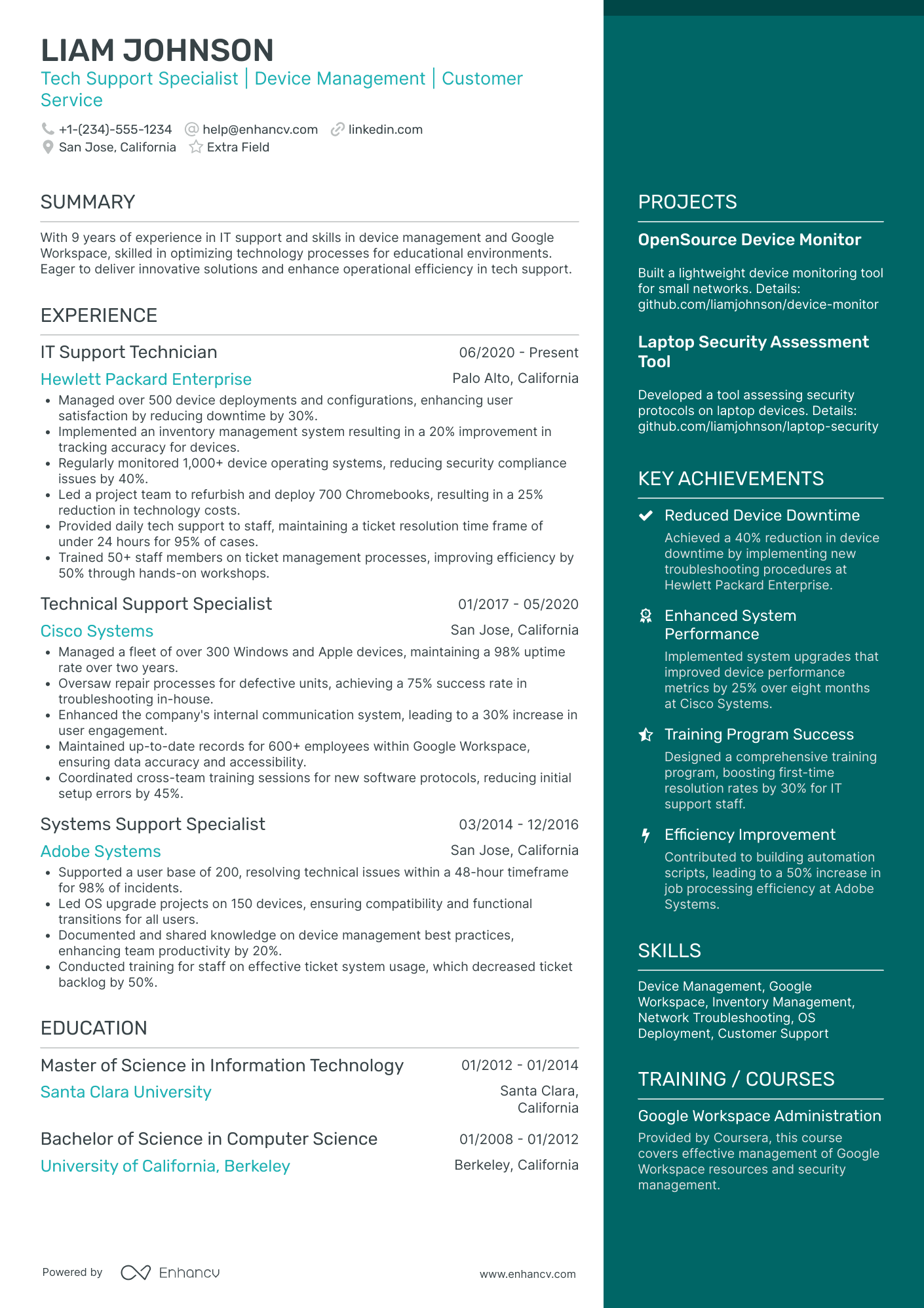 Tech Support Specialist Resume Example