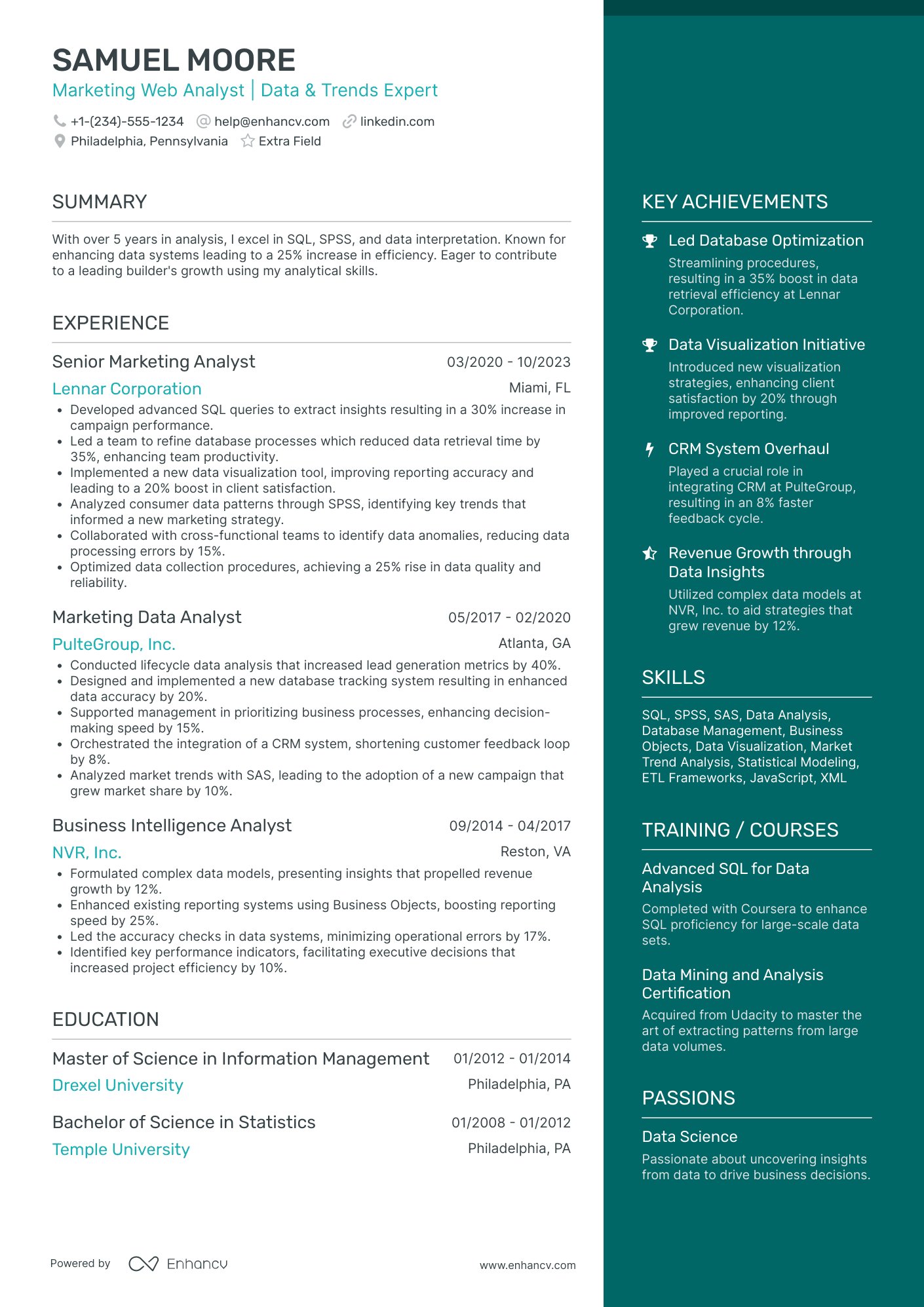 Entry Level Data Mining Analyst Resume Example