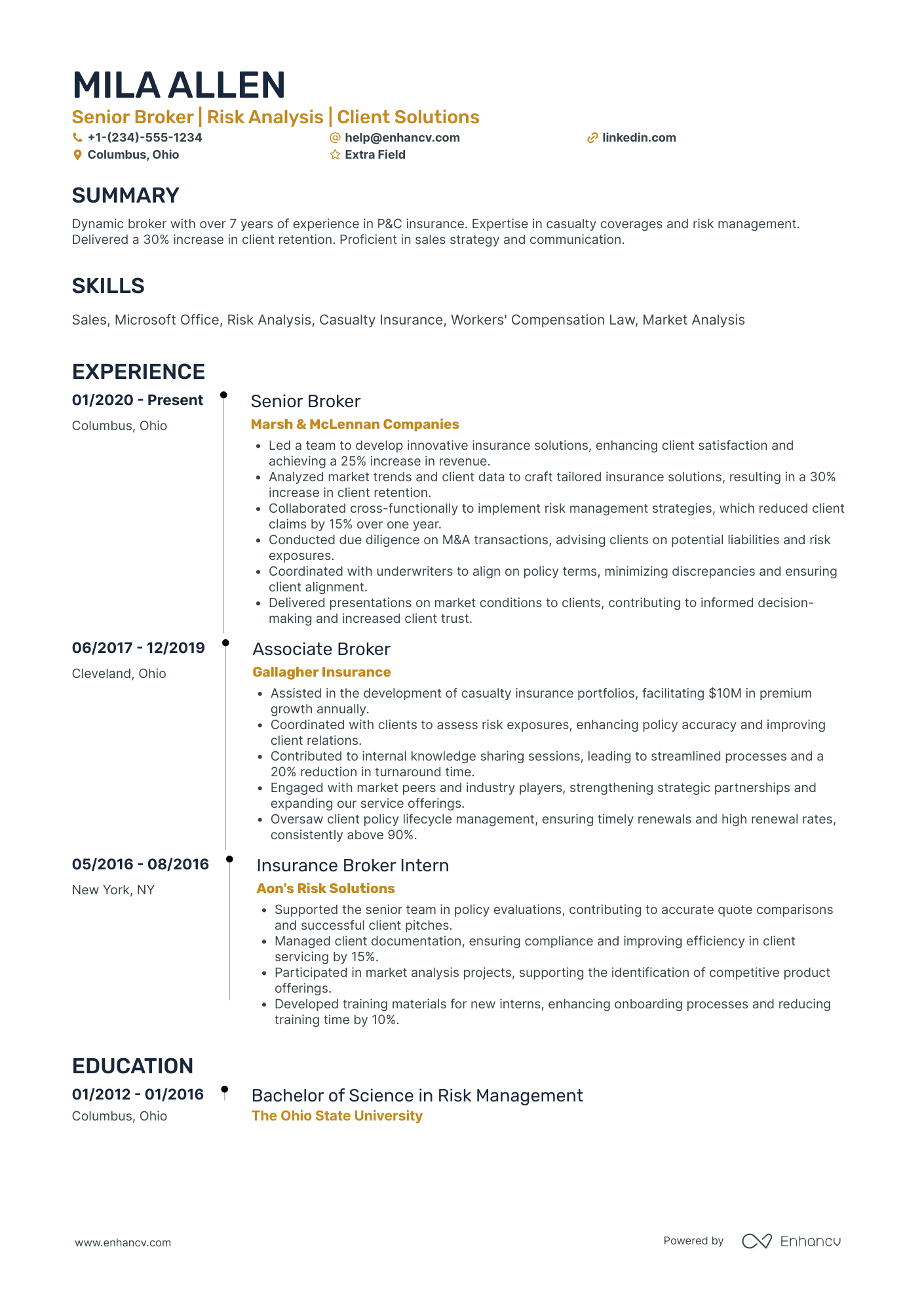 Junior Stock Broker Resume Example