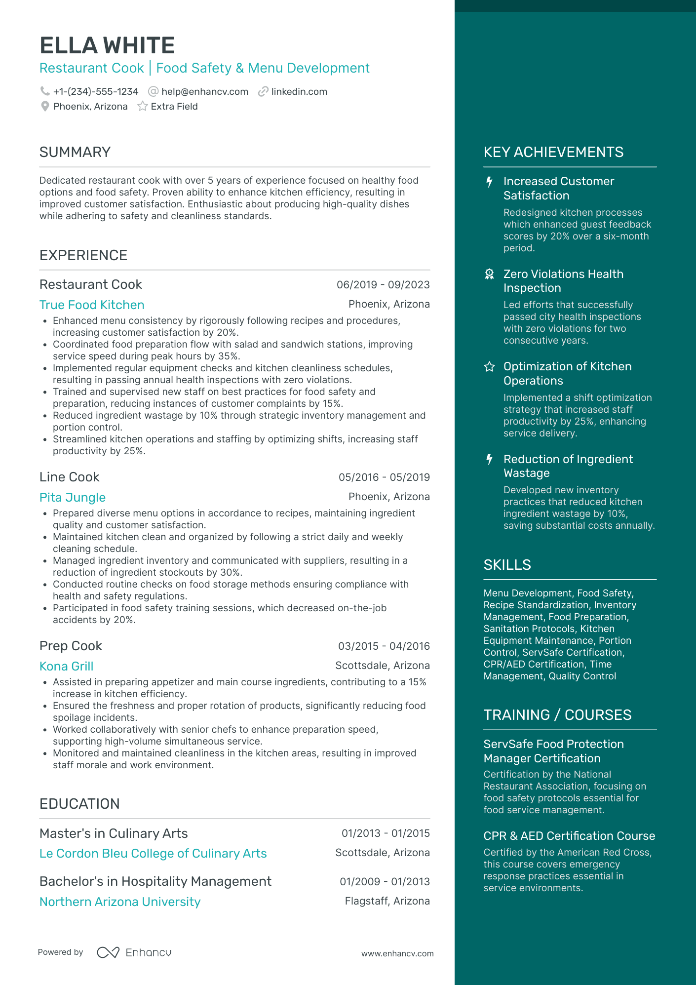 Restaurant Prep Cook Resume Example