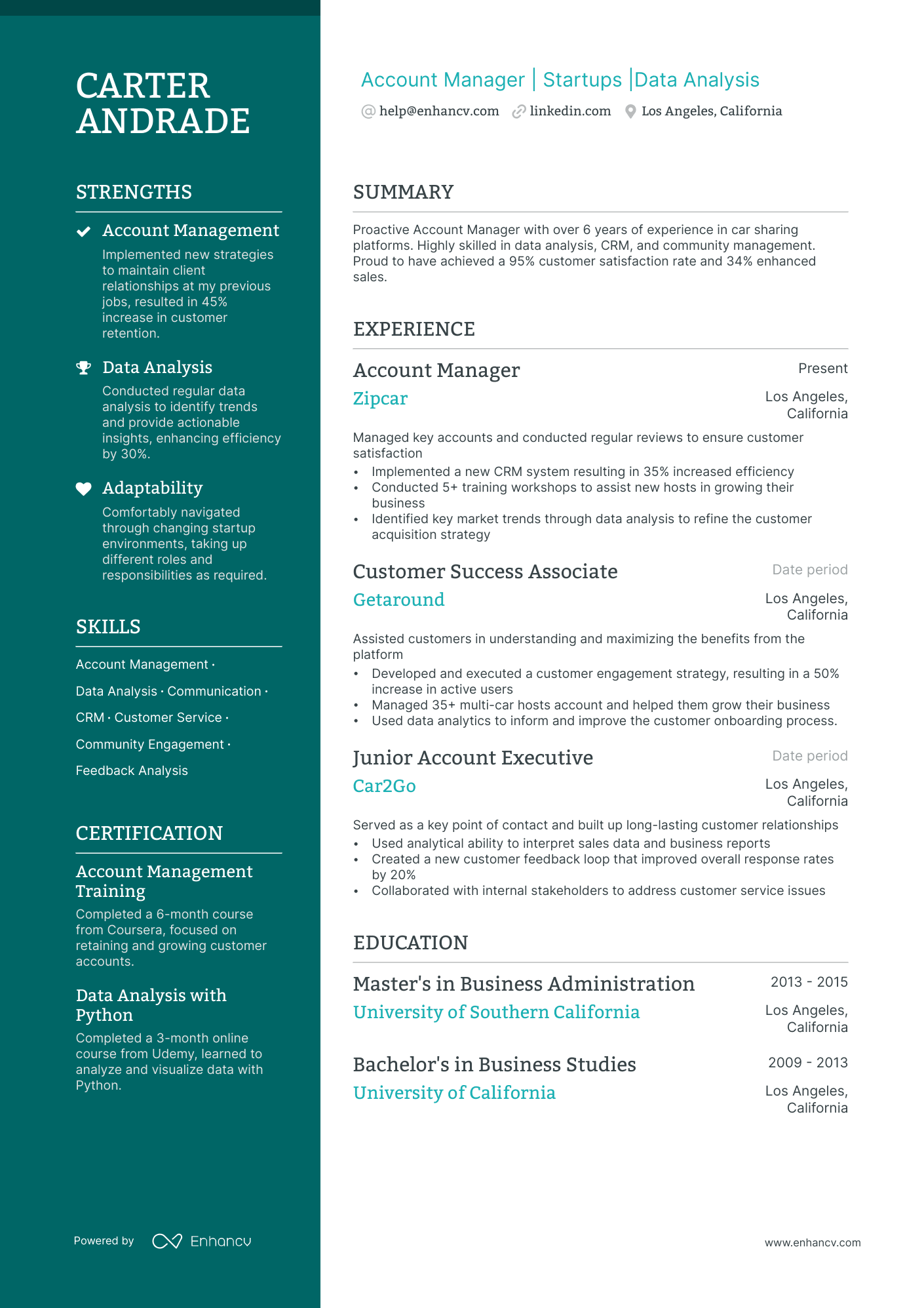 Customer Success Associate Resume Example