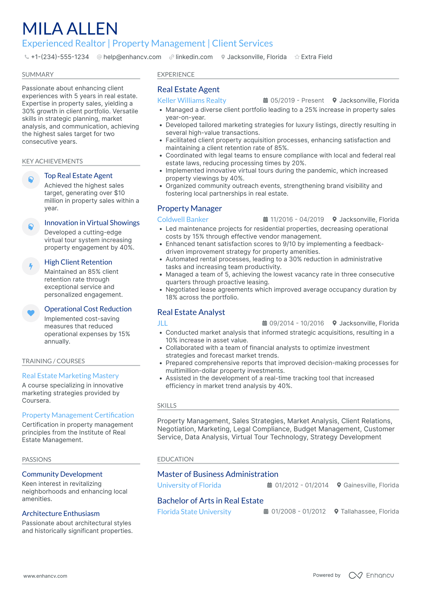 Realtor Intern Resume Example