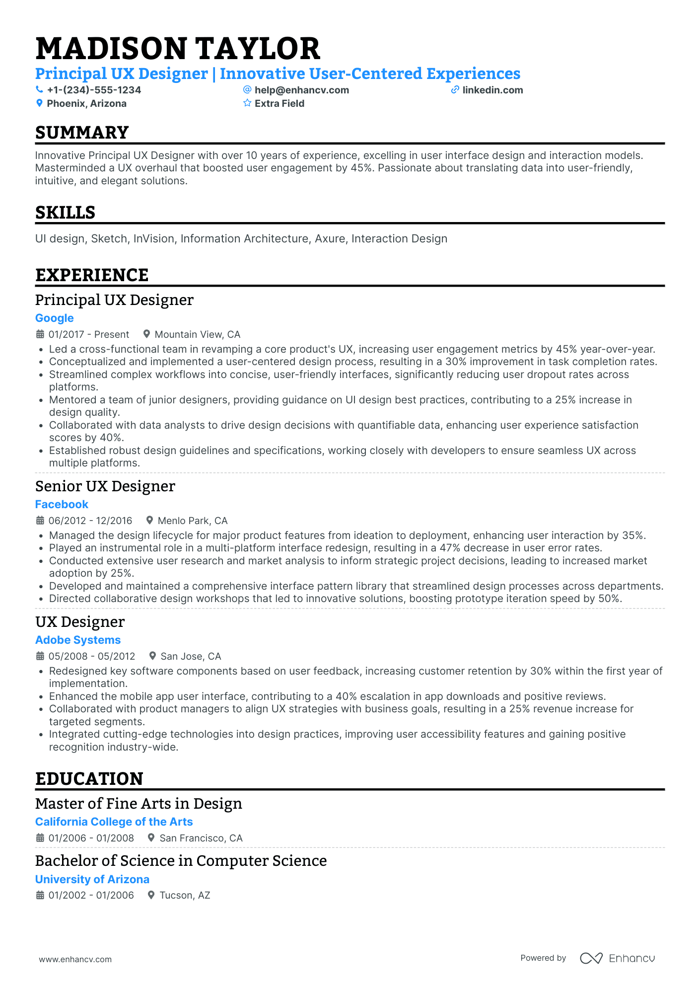 Principal IT Solution Designer Resume Example