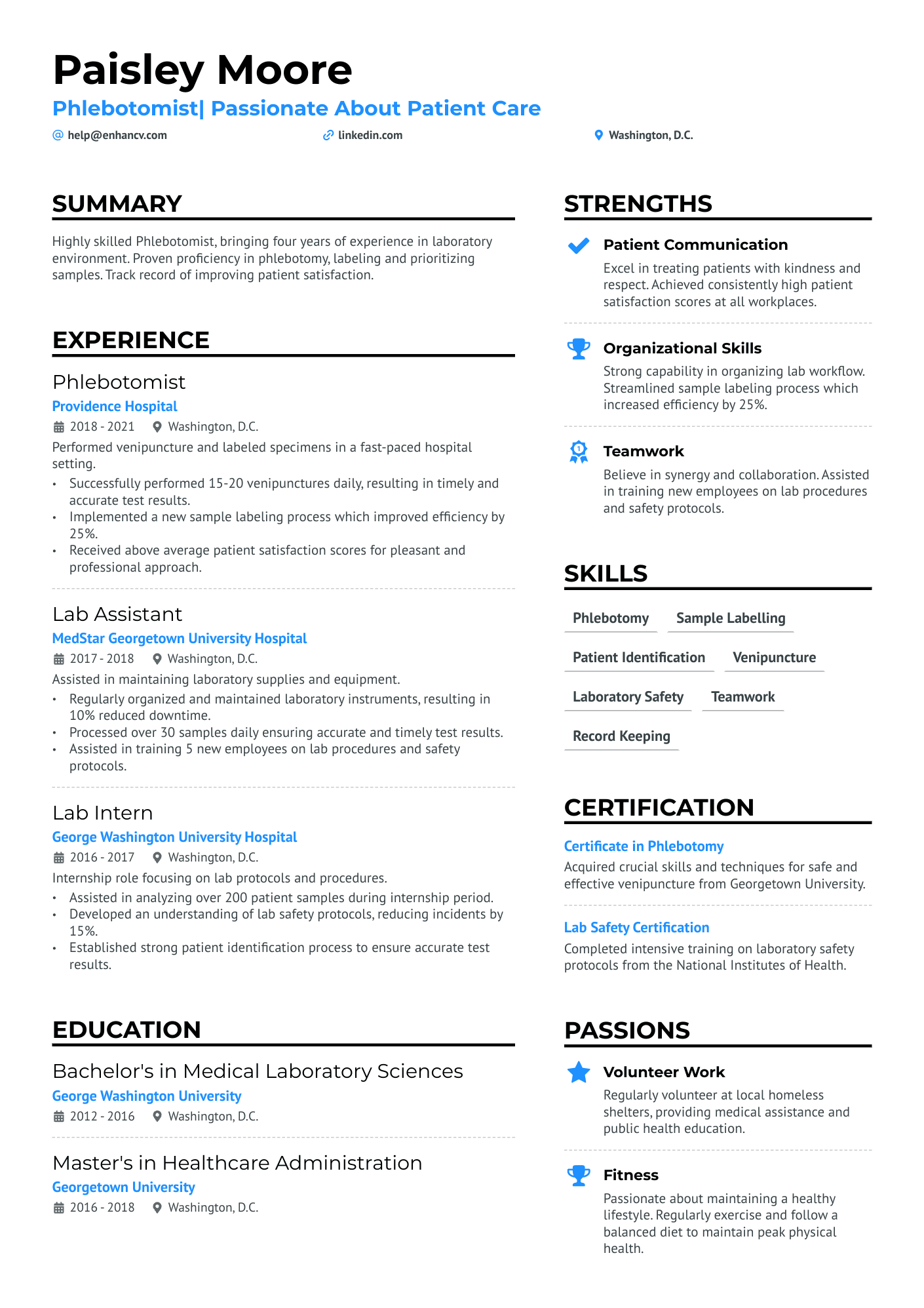 Lead Phlebotomist Resume Example