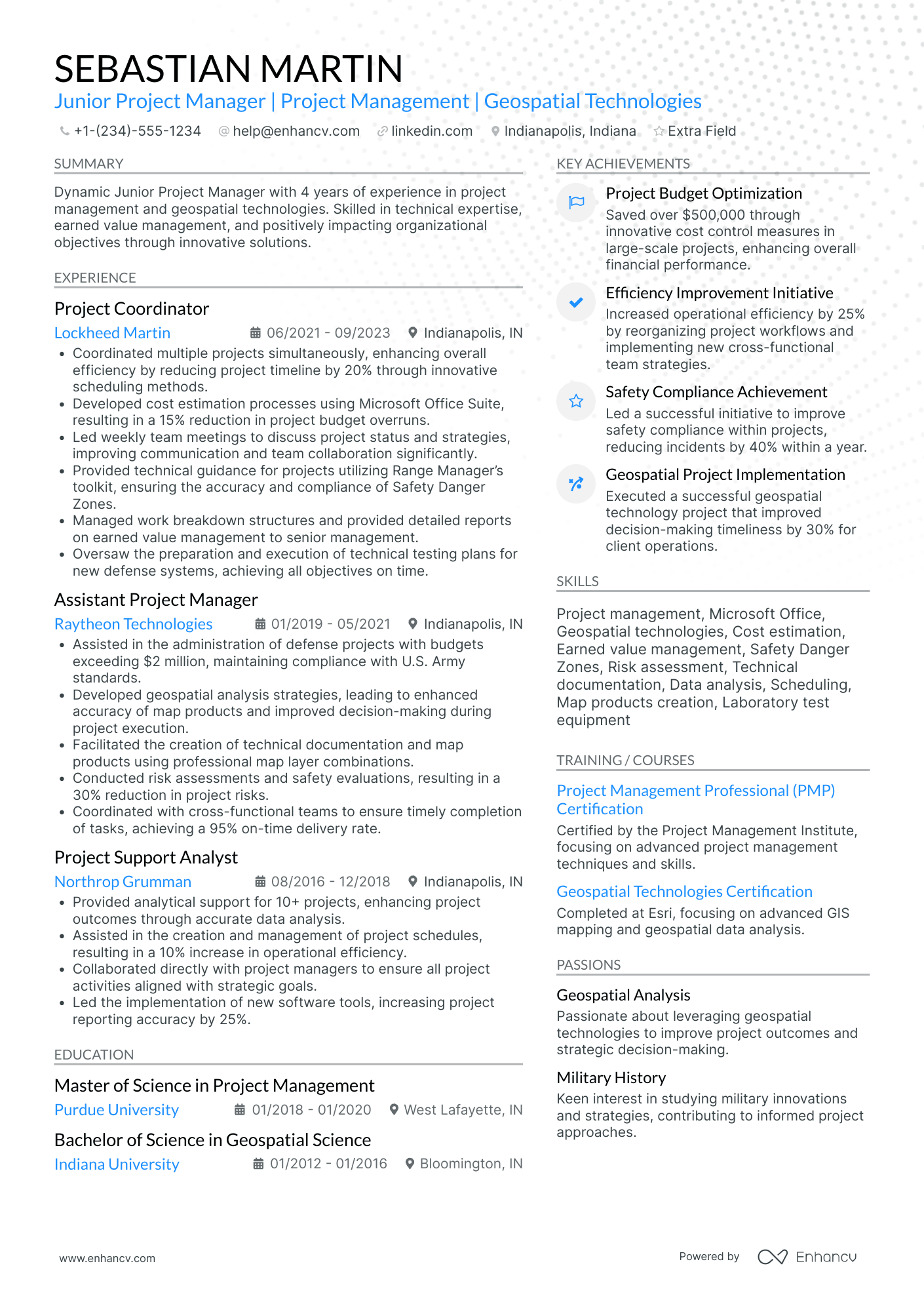 Project Manager Trainee Resume Example