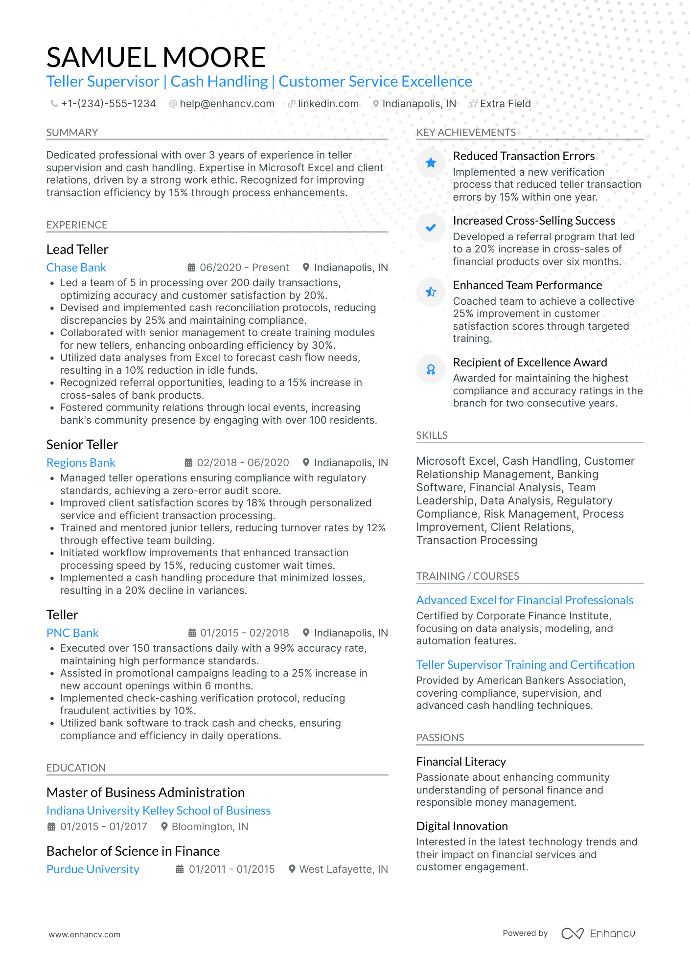 Bank Teller Supervisor Resume Example