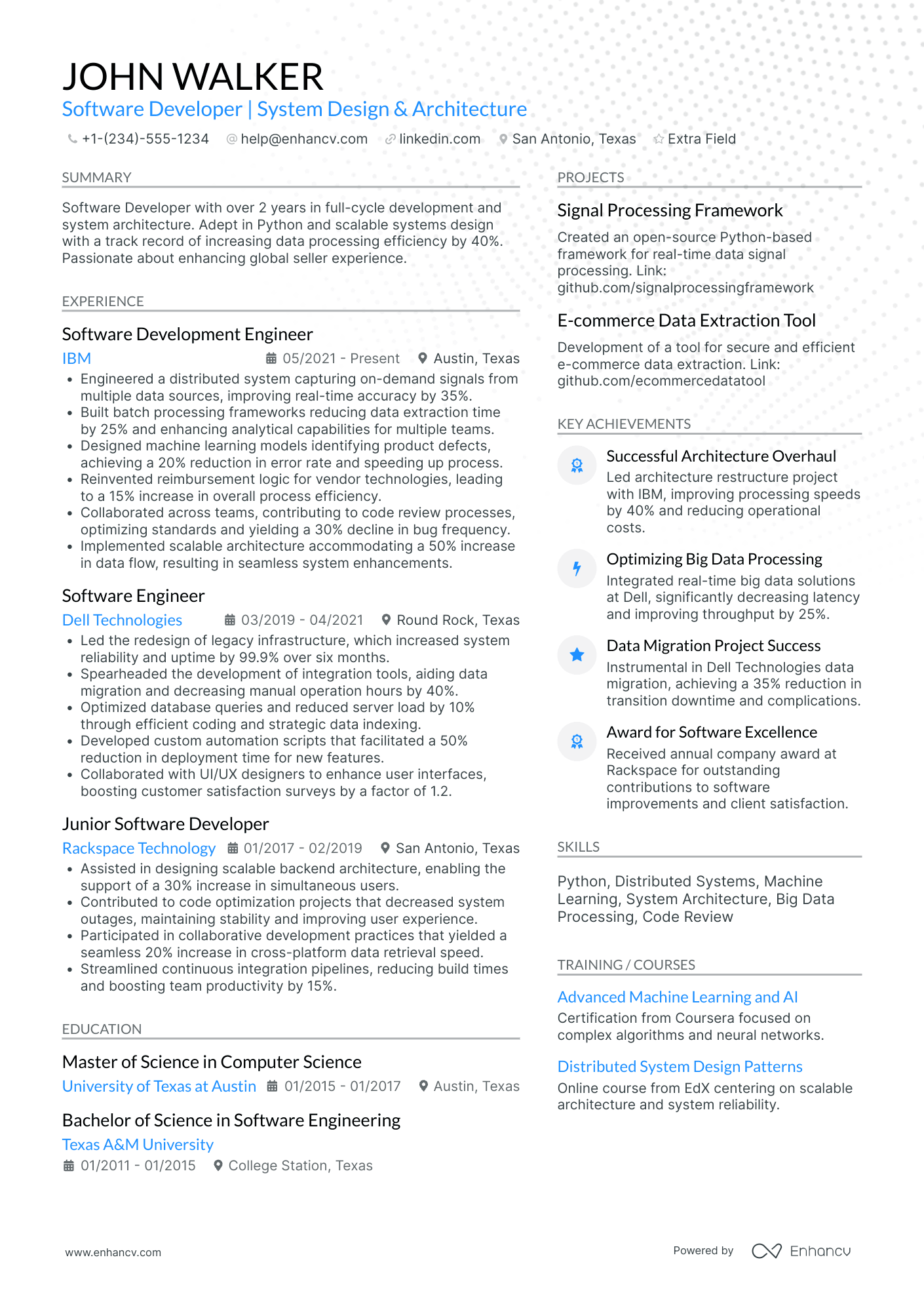 Computer Software Engineer Resume Example