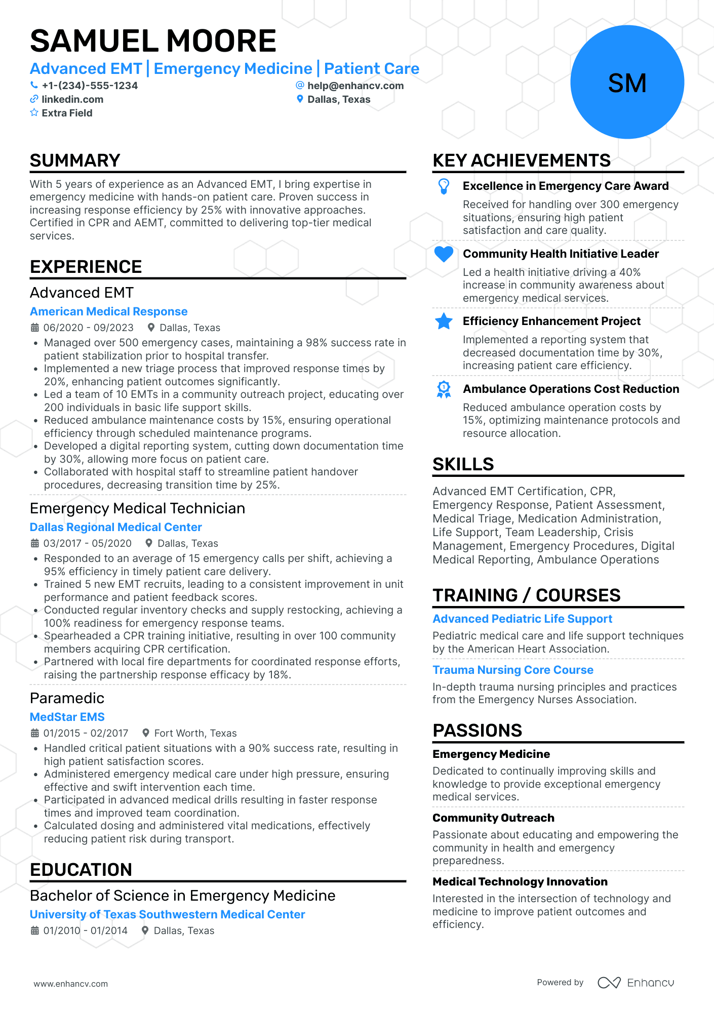 EMT Intermediate Resume Example