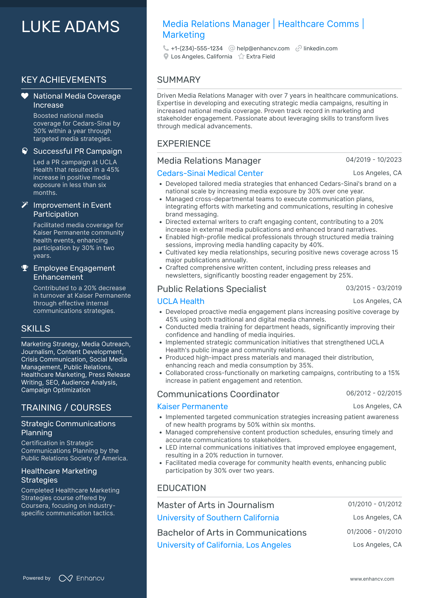 Non Profit Social Media Manager Resume Example