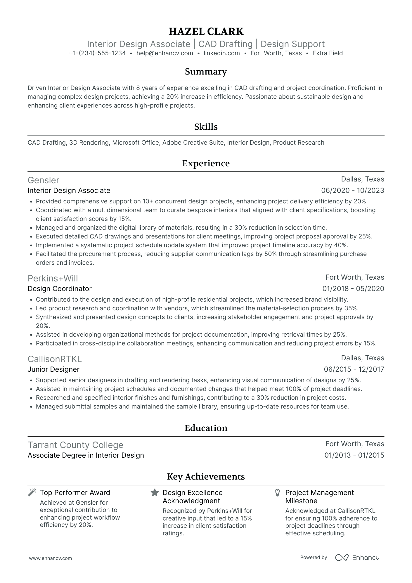 Assistant Interior Designer Resume Example