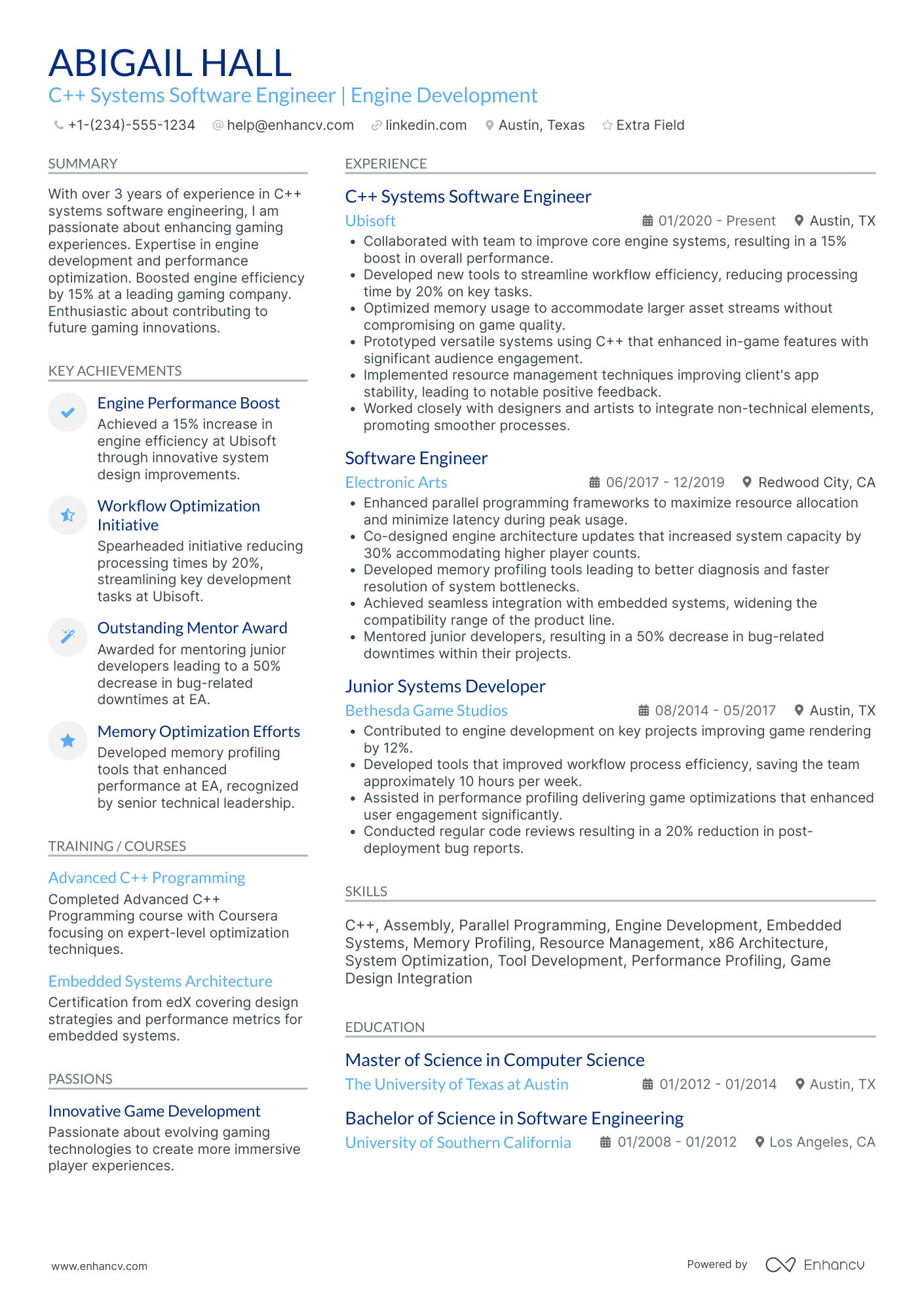 Software Systems Engineer Resume Example