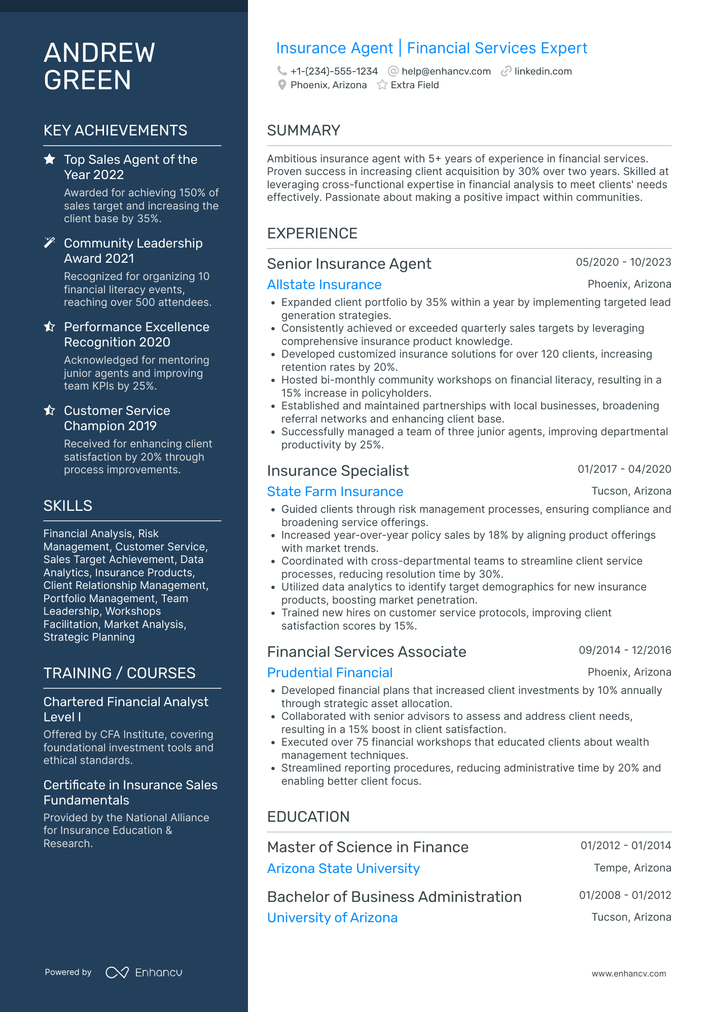 Associate Insurance Agent Resume Example