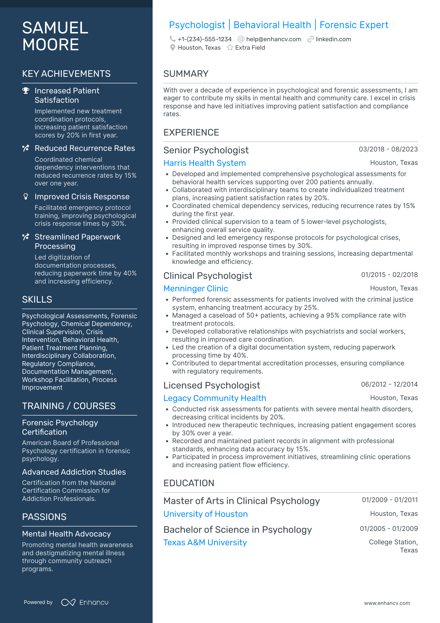 Social Psychologist Resume Example