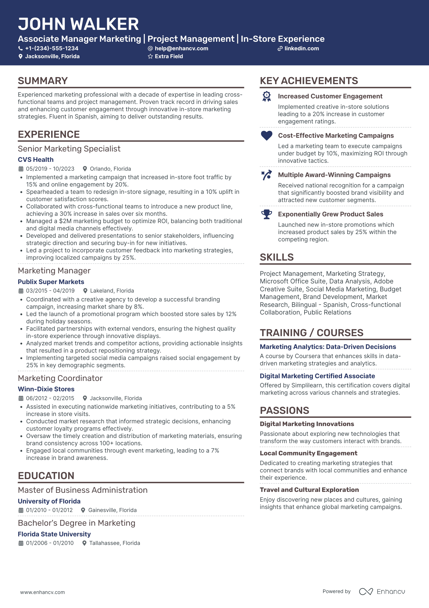 Marketing Associate Manager Resume Example