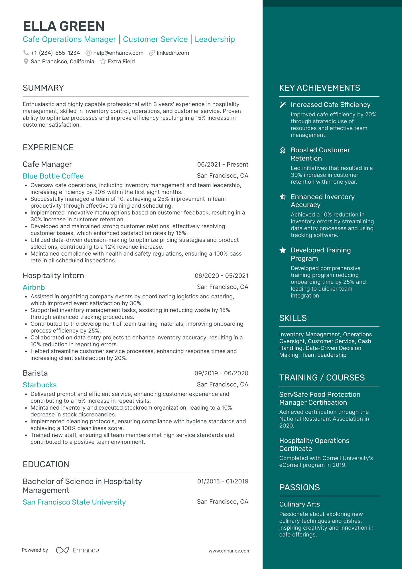 Hospitality Assistant Resume Example