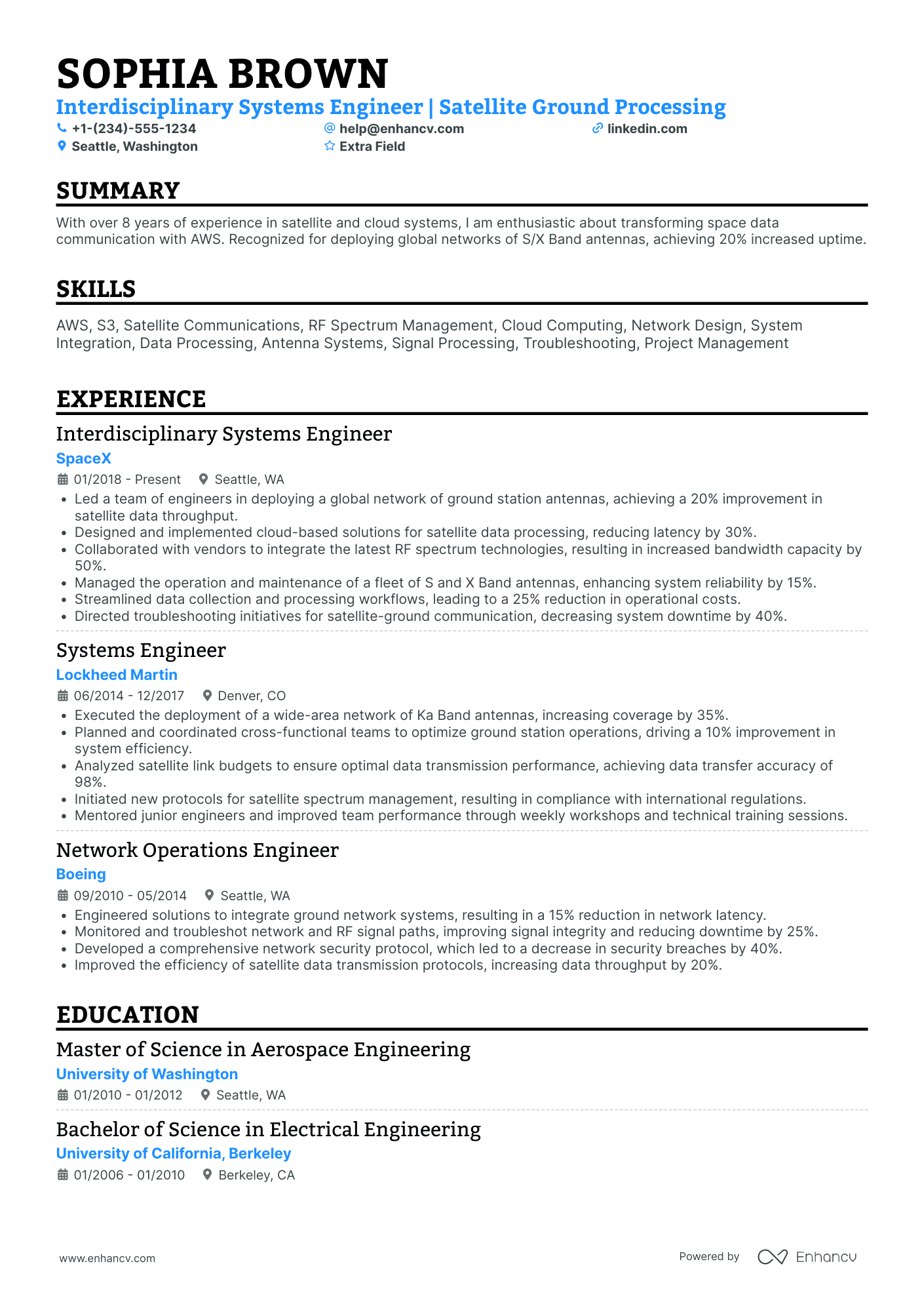 Entry Level AWS Engineer Resume Example