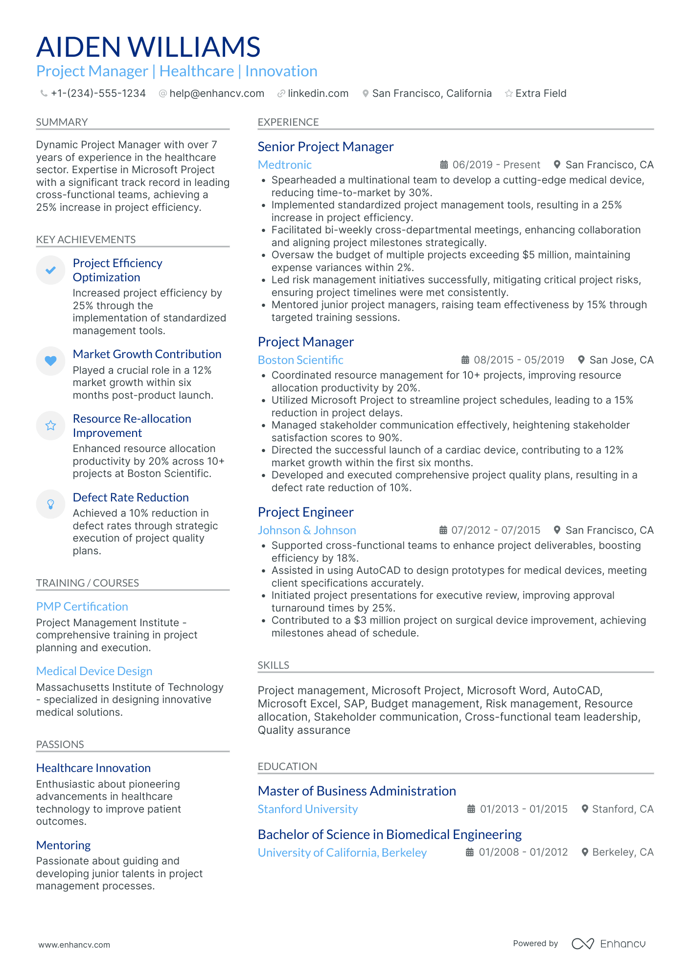 Career Change Project Manager Resume Example