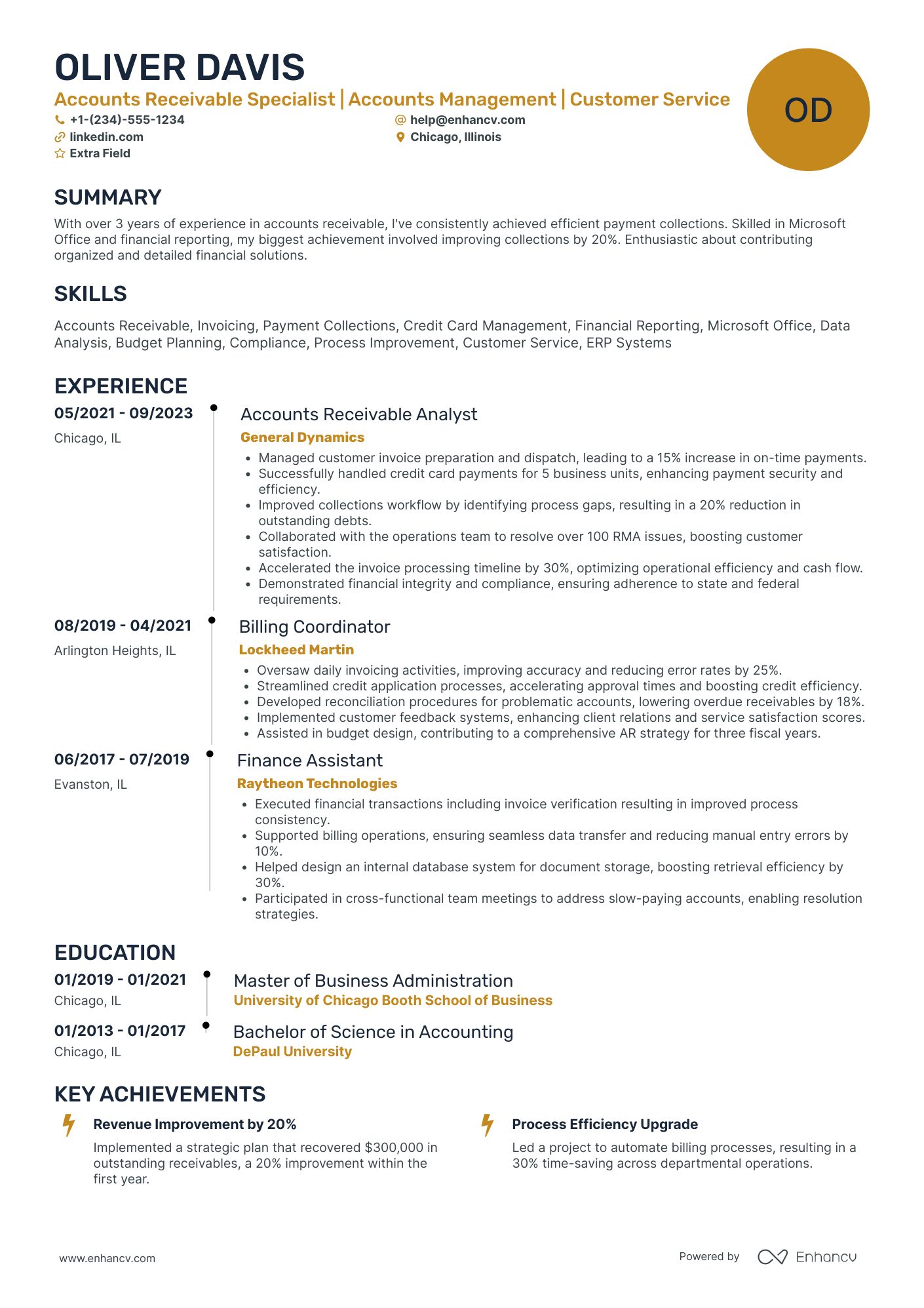 Accounts Receivable Specialist Resume Example