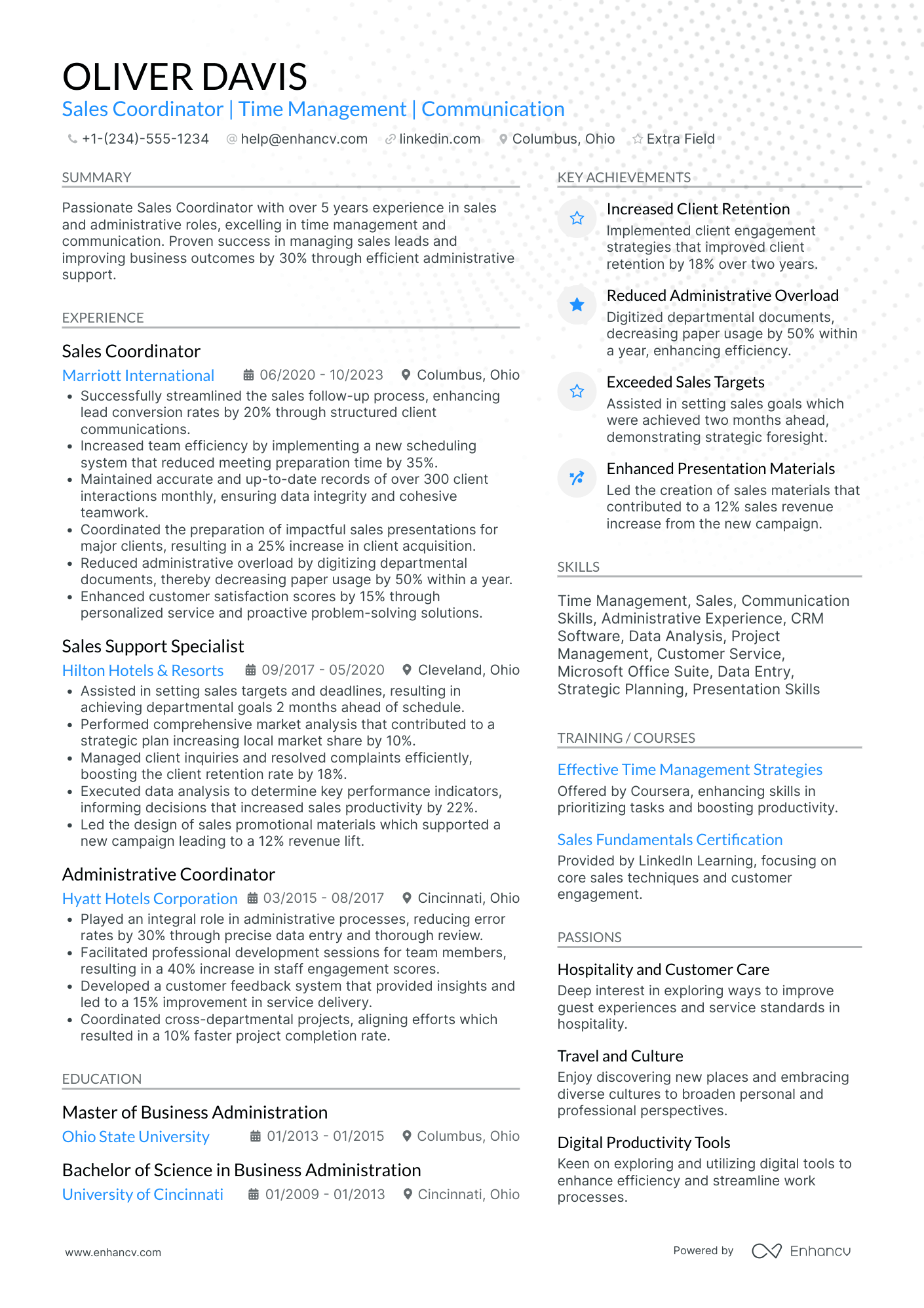 Sales Coordinator   Hospitality Industry Resume Example