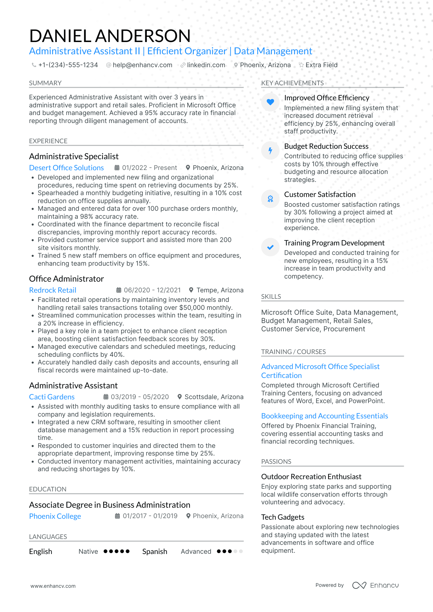 Administrative Office Manager Resume Example