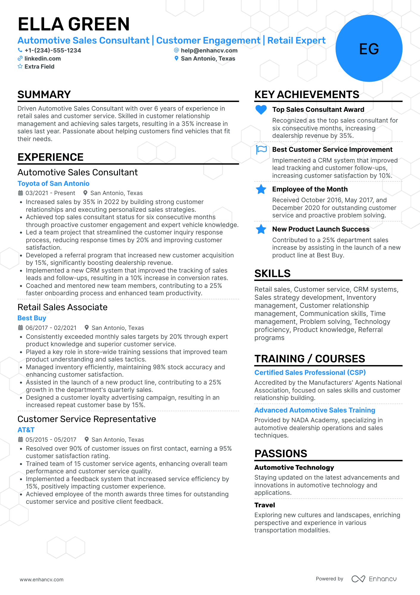 Automotive Sales Consultant Resume Example