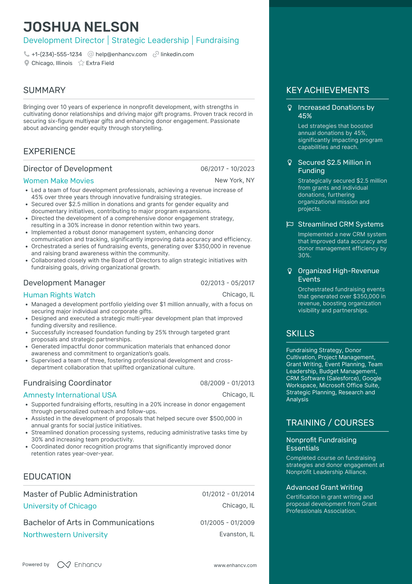 Independent Filmmaker Resume Example