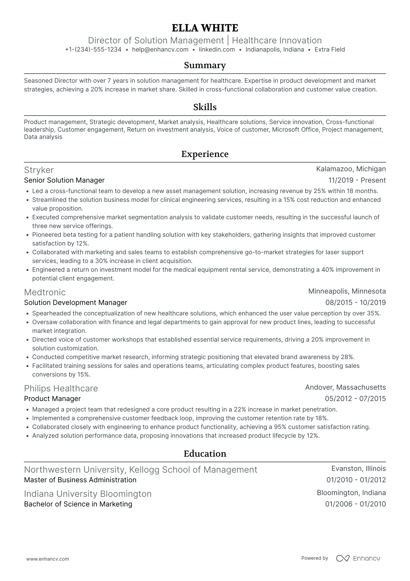 Managing Director of Healthcare Services Resume Example