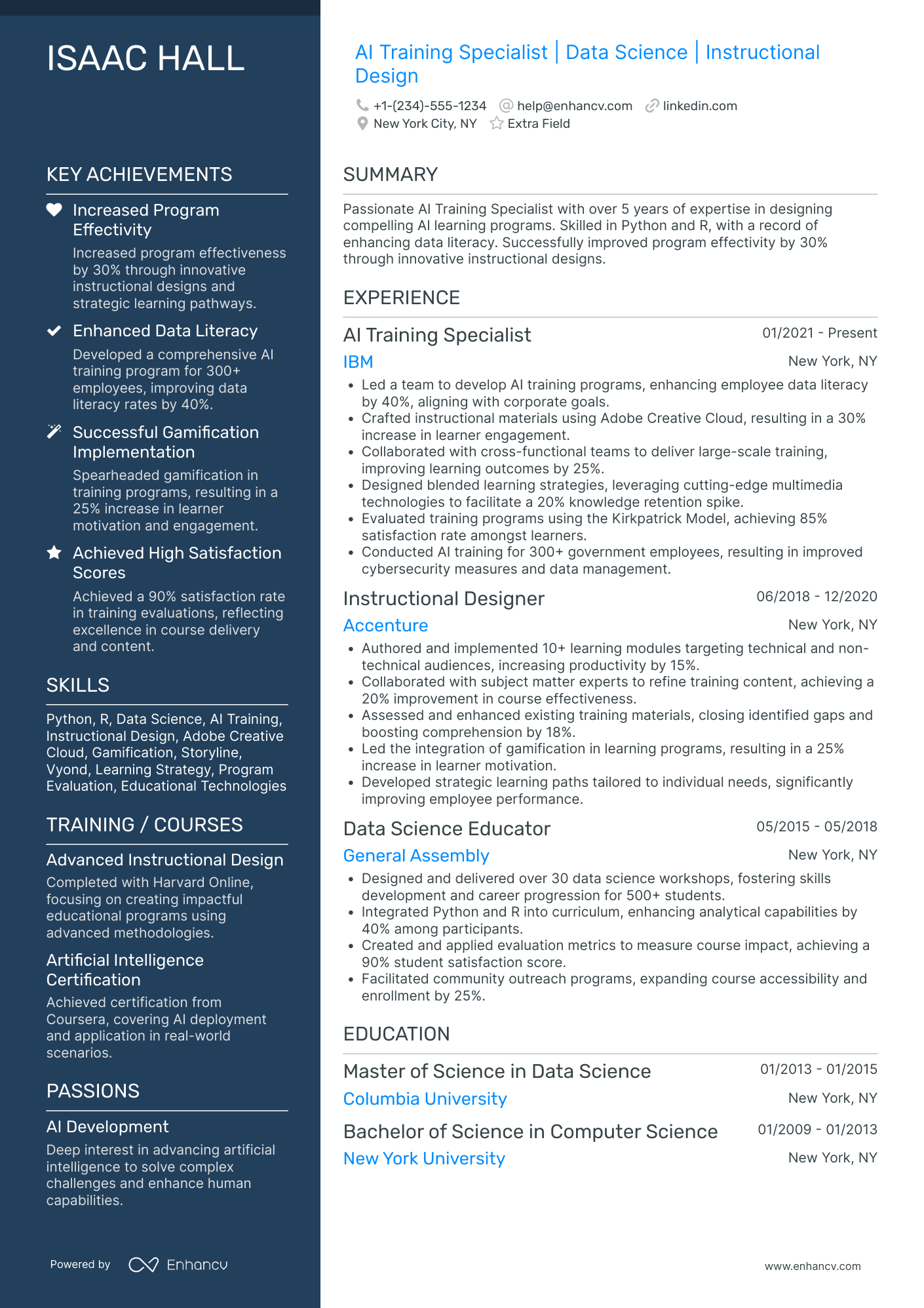 Accenture Artificial Intelligence Expert Resume Example