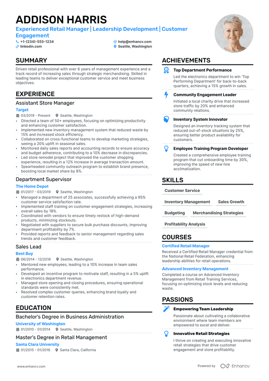 CVS Store Manager Resume Example