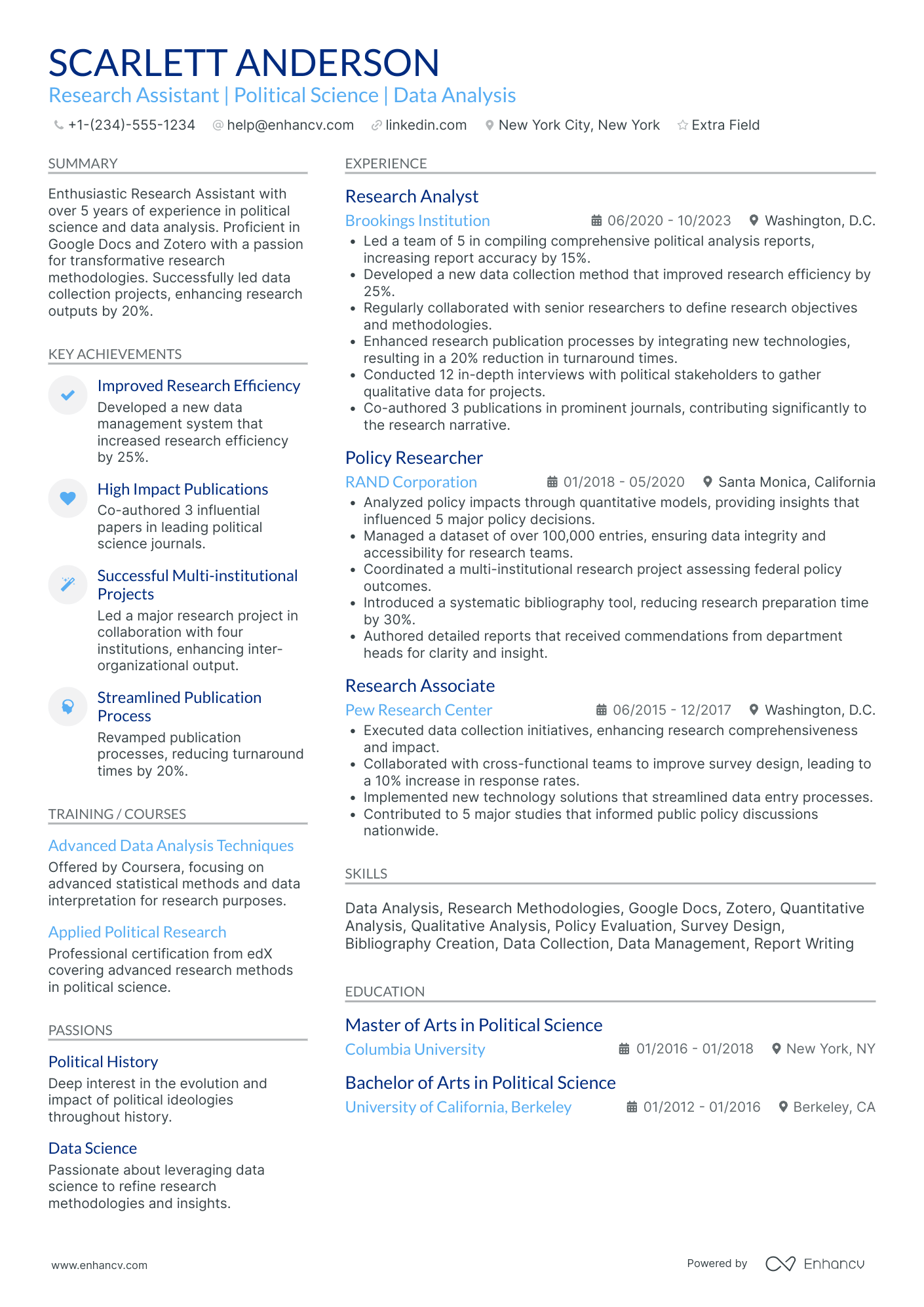 Political Scientist Resume Example